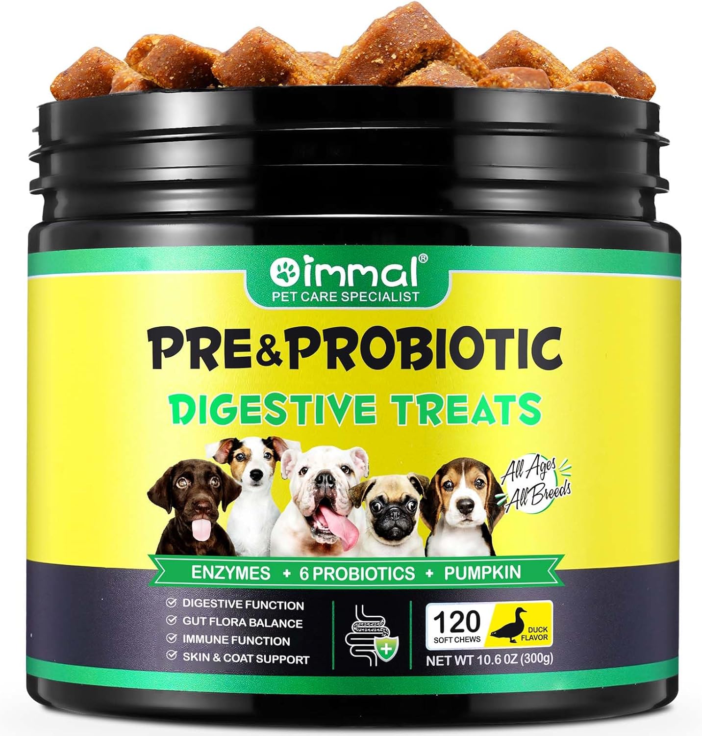 Probiotics for Dogs, 120 Natural Soft Chews with Pumpkin & Flaxseed | Pre & Prob...