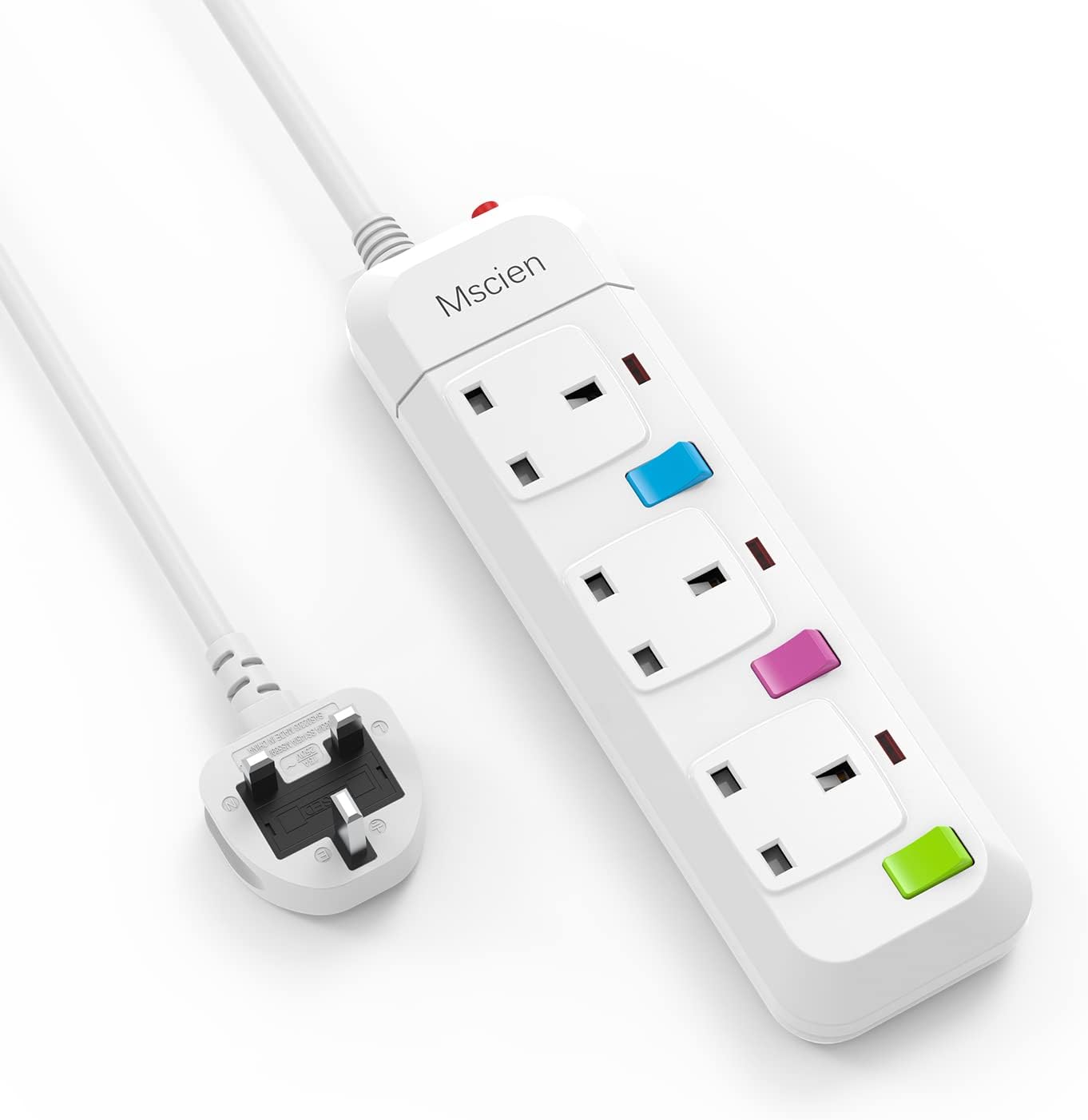 Mscien Extension Lead, Special 3 Way Plug Sockets For Overload Protection, Relia...