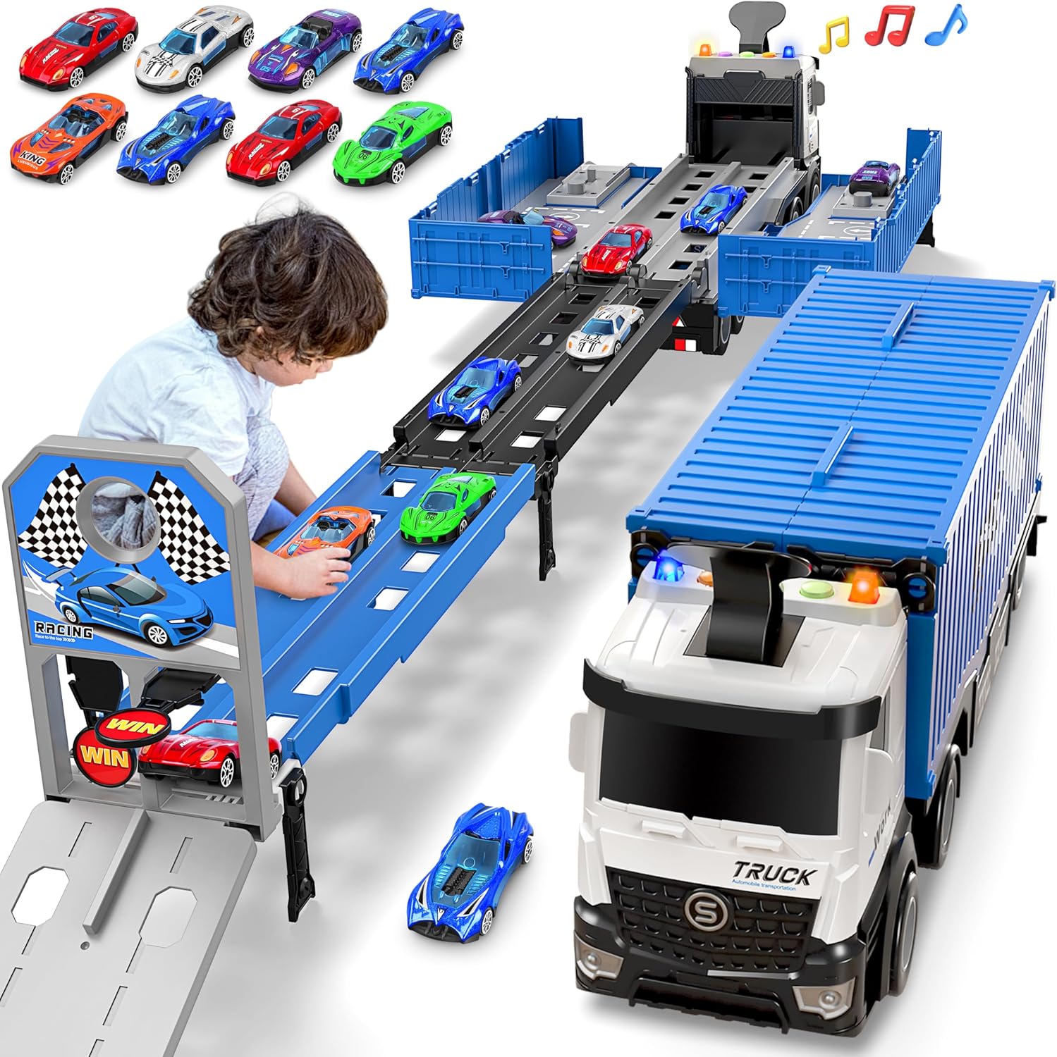 Transport Truck Toys Cars for Boys,Portable Truck Toy with 8 Race Cars,Birthday...