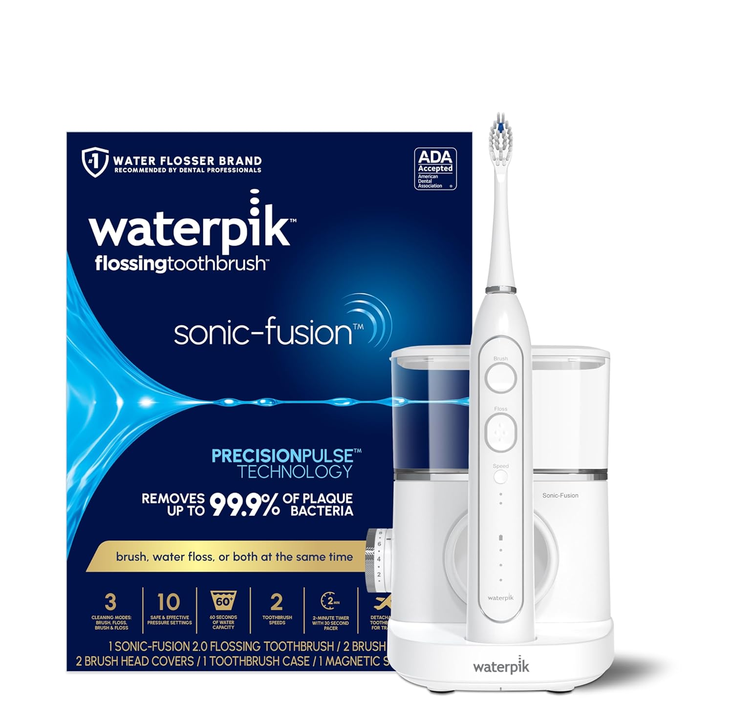 Waterpik Sonic-Fusion 2.0 Professional Flossing Electric Toothbrush with Water F...