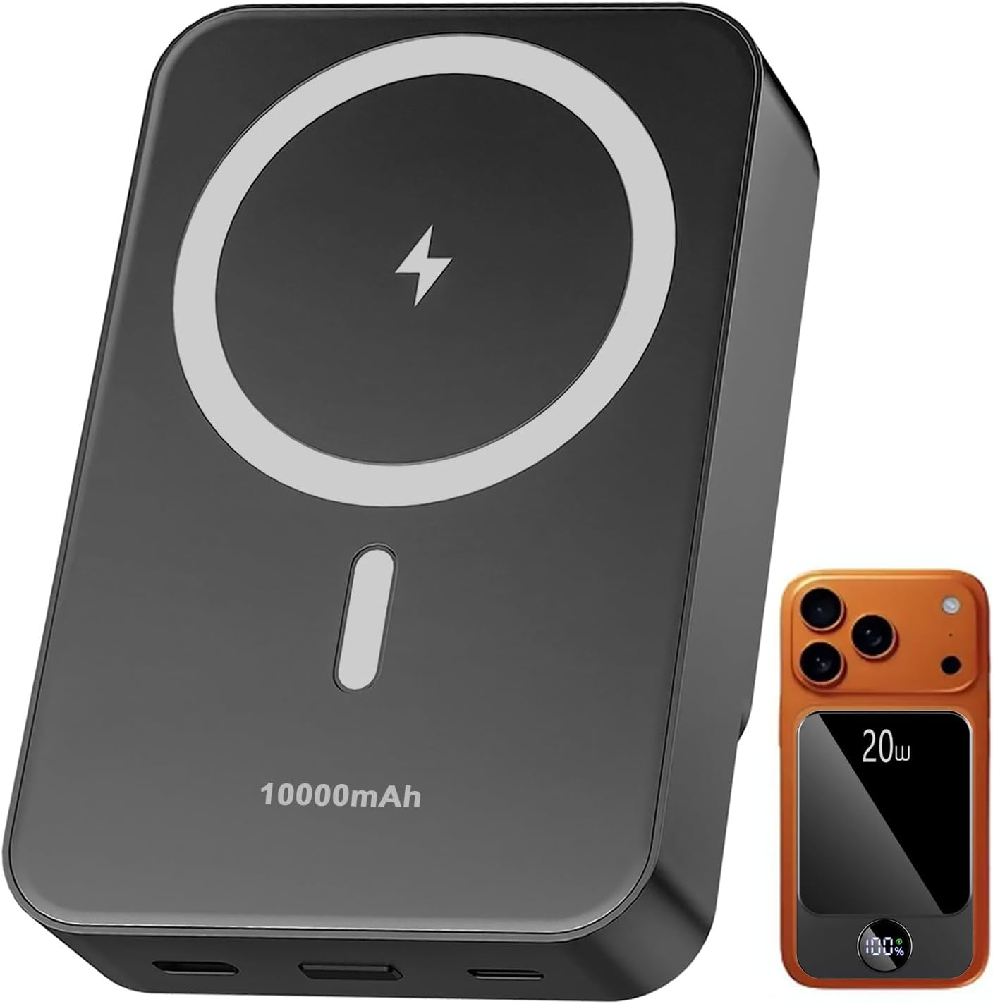 Magnetic Power Bank 10000mAh，20W Fast Charging Portable Charger, Wireless Power...