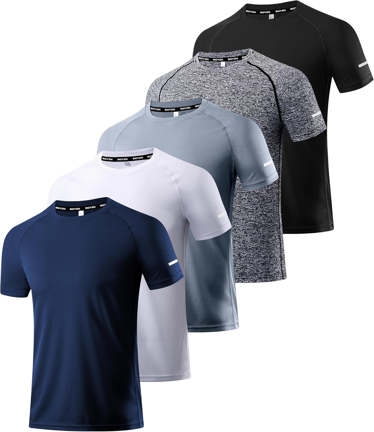 Boyzn 1, 3, 5 or 7 Pack Men's Workout Running Shirts, Dry Fit Moisture Wicking T...