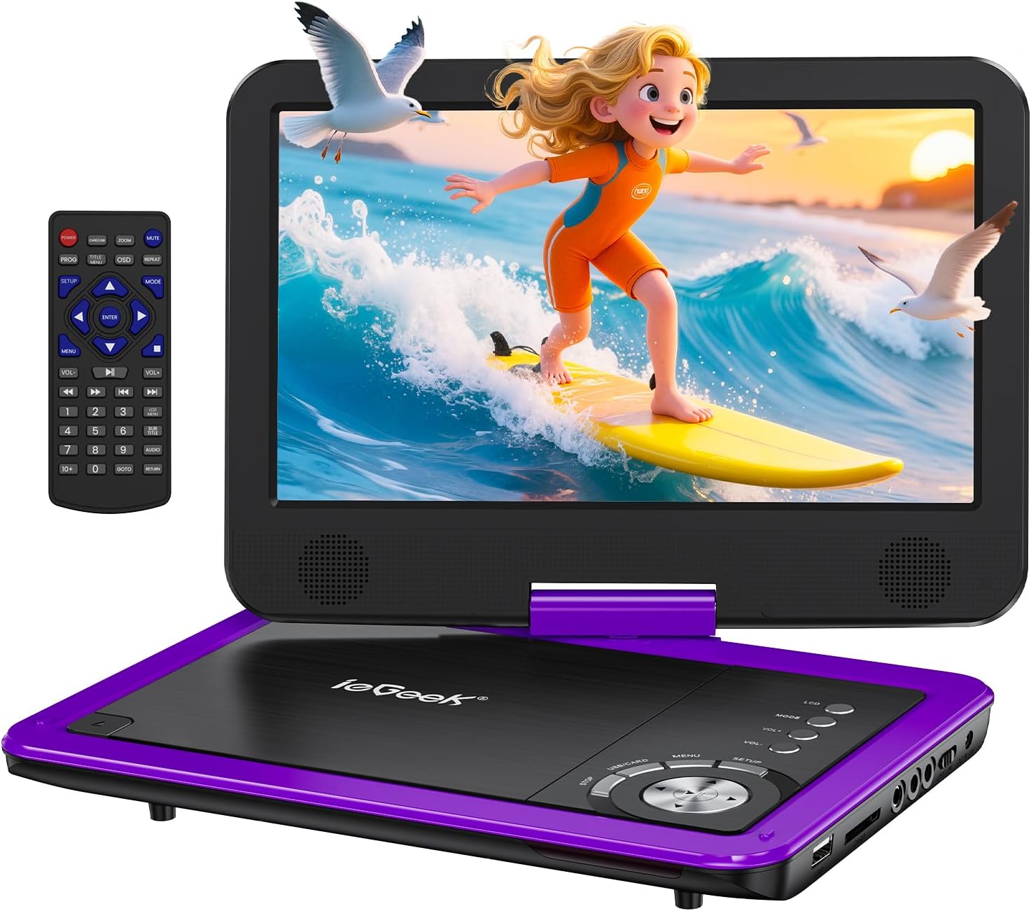 ieGeek 12.5" Portable DVD Player with 10.5" HD Swivel Screen, 5 Hrs Battery, Car...