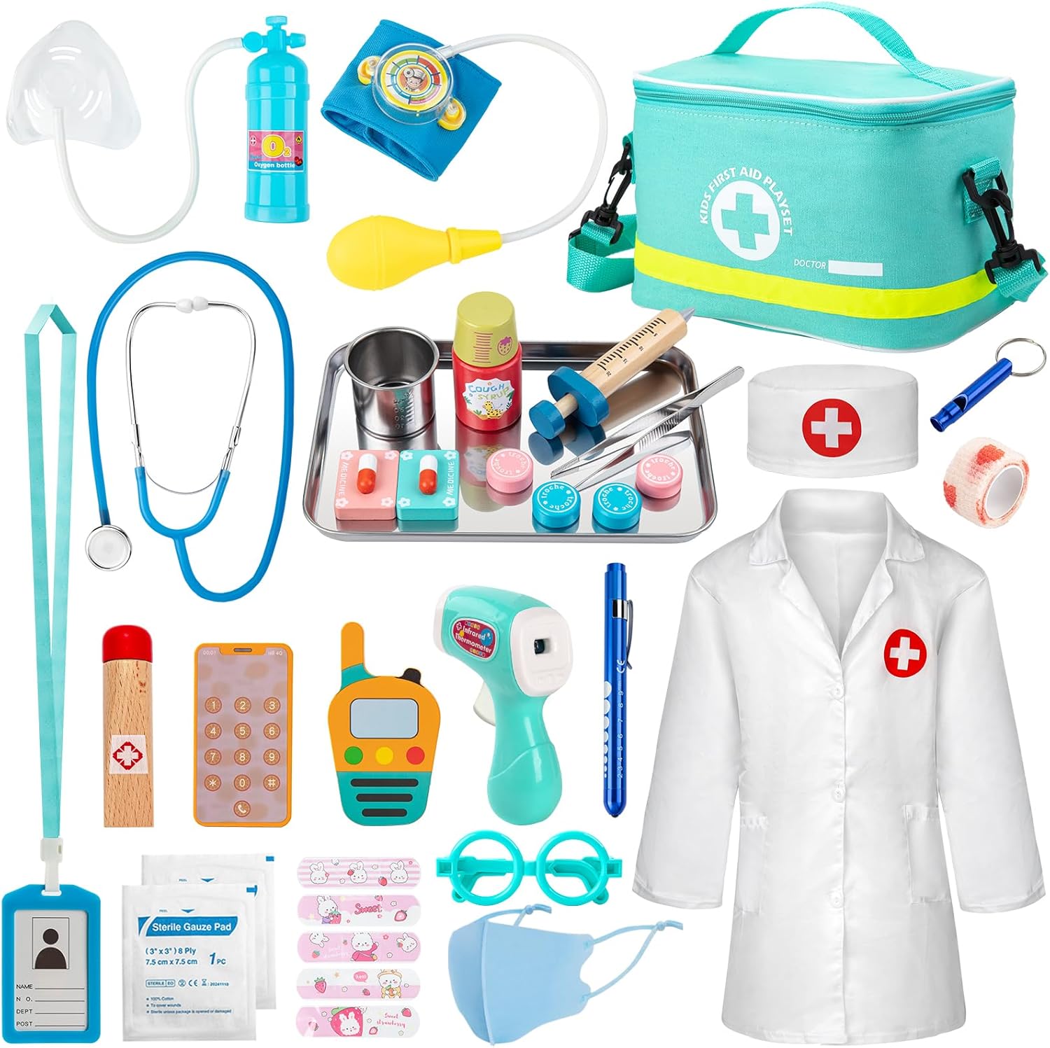Sundaymot Doctors Set for Kids, 34 Pcs Kids Doctors Set with Real Stethoscope Po...