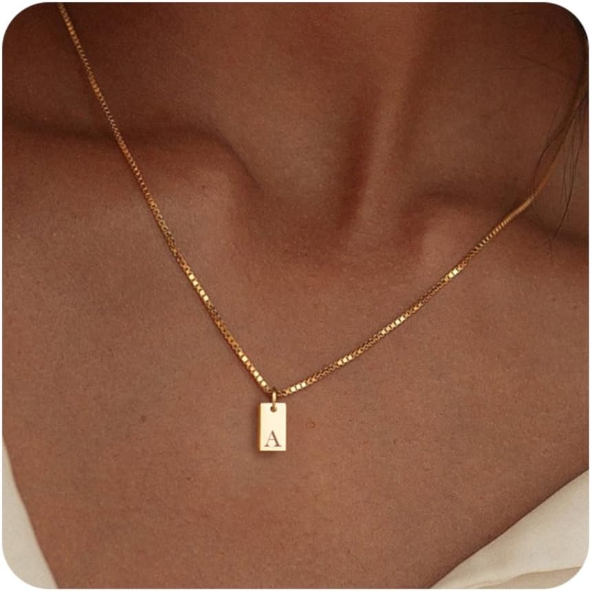 Stocking Stuffers Initial Necklaces for Women 14K Gold Plated Letter Necklace Da...