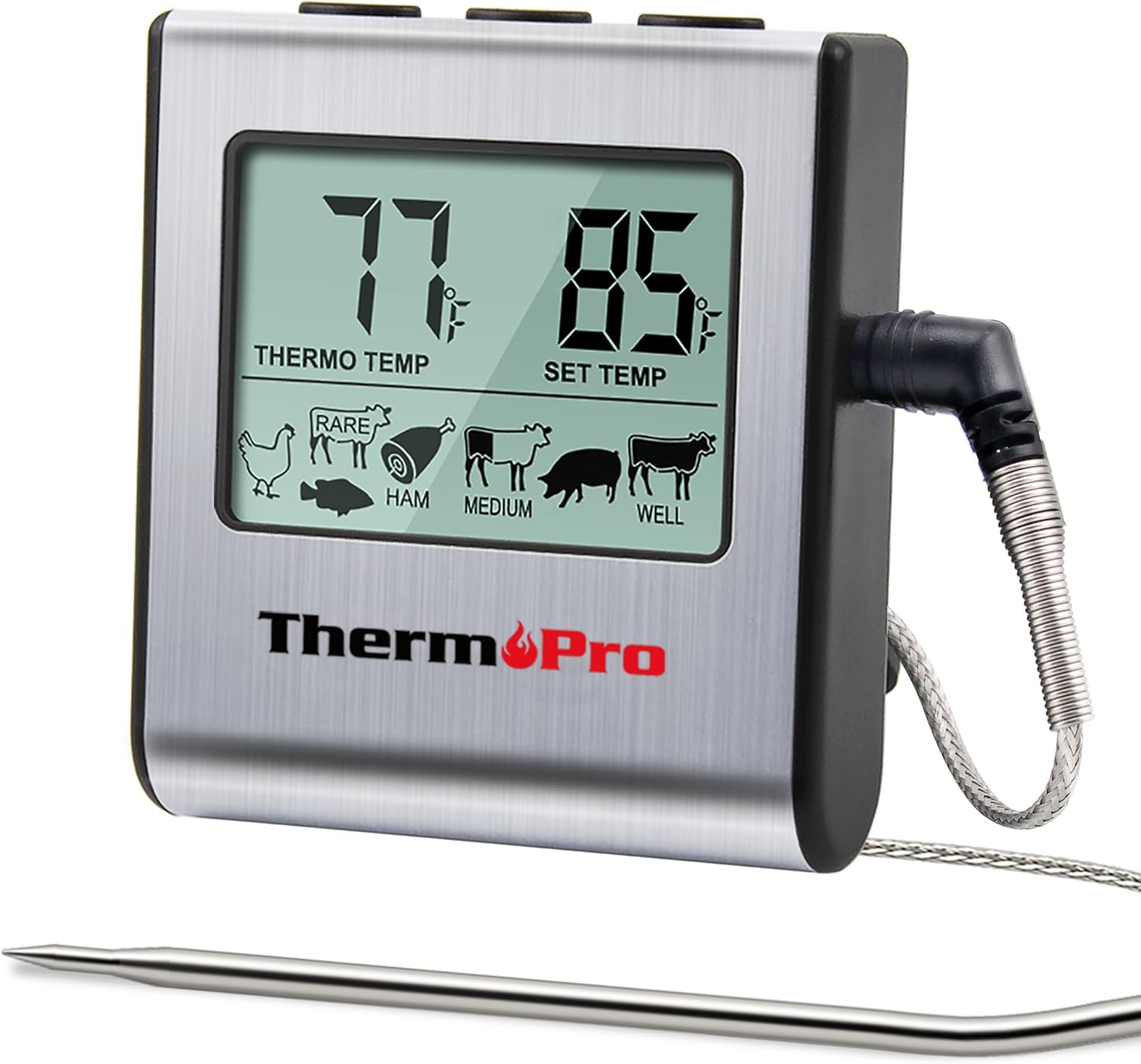 ThermoPro TP16 Large LCD Digital Cooking Food Meat Thermometer for Smoker Oven K...