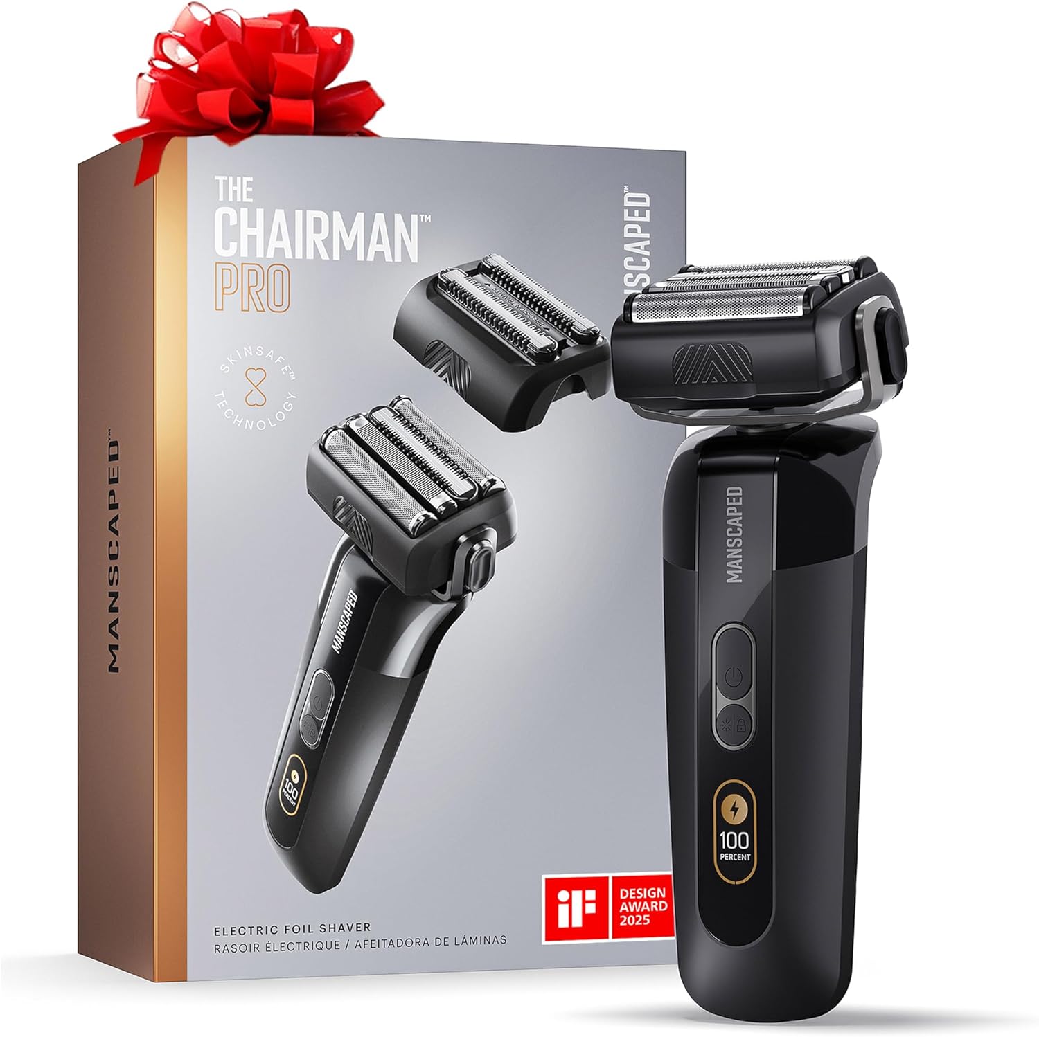 MANSCAPED® The Chairman™ PRO Men’s Electric Foil Face Shaver - Two Interchangeab...