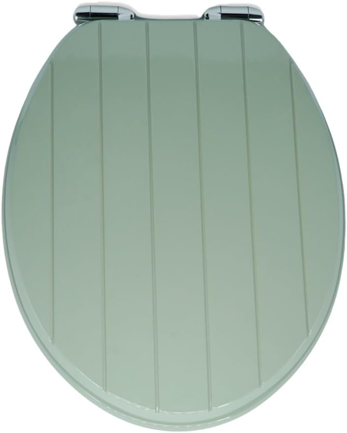 AQUALONA® Premium Sage Tongue and Groove Toilet Seat - Soft Close - Moulded Wood...