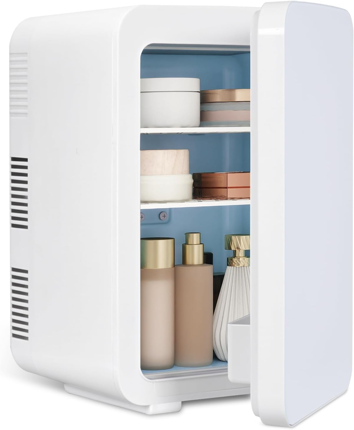 Mini Fridge for Bedrooms 10L/12 Cans with AC/DC Powered, Quiet Mode, Small Skinc...