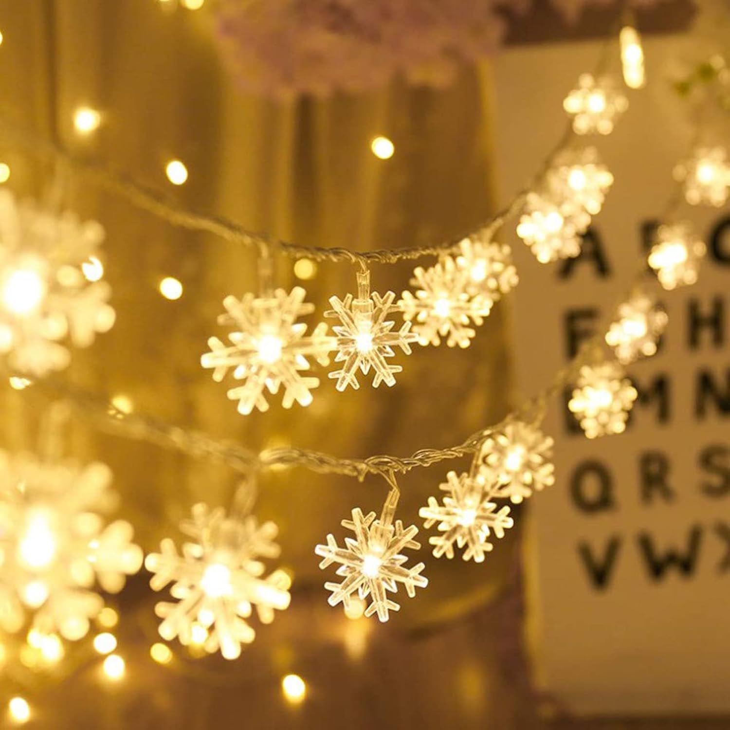 Snowflake Fairy Lights, 6M 40LEDS Battery Powered String Lights, Staring and Shi...