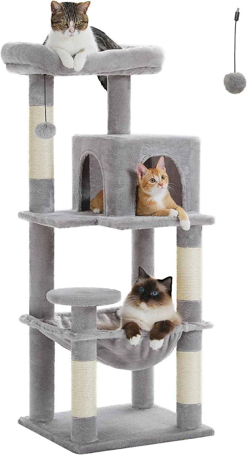PAWZ Road 116cm Cat Tree for Indoor Cats Medium Cat Tower with 4 Sisal Scratchin...