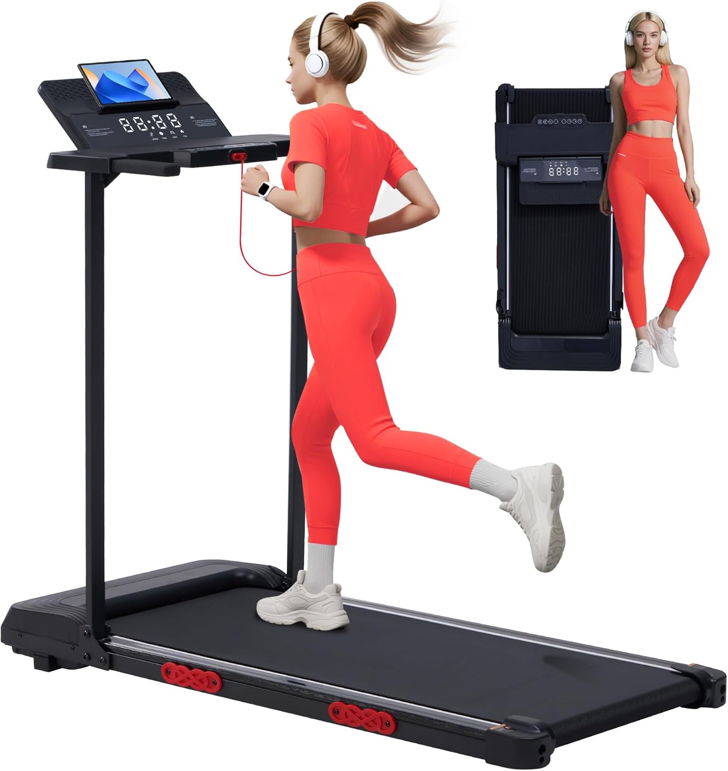 Walking Pad with Incline and Handle Bar, Compact Portable Walking Pad Treadmills...