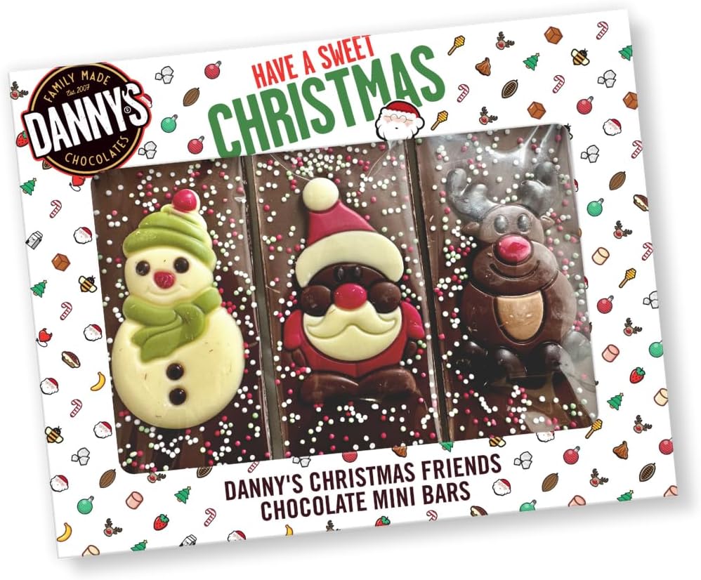 Danny's Christmas Chocolate friends - 3 x Medium 50g Bars Selection in Gift Box...