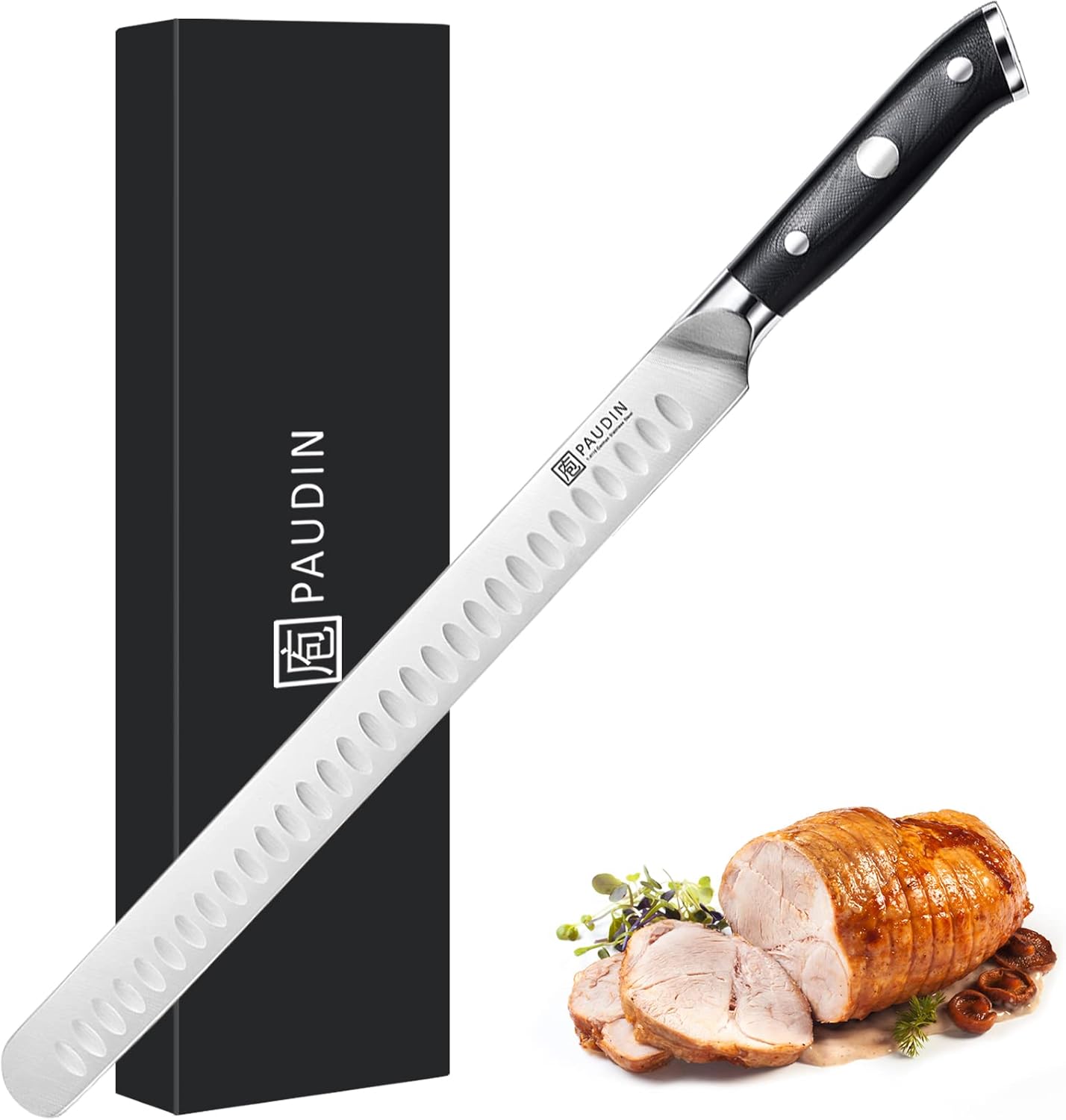 PAUDIN 12 Inch Carving Knife, Premium Slicing Knife With Granton Blade, Special...