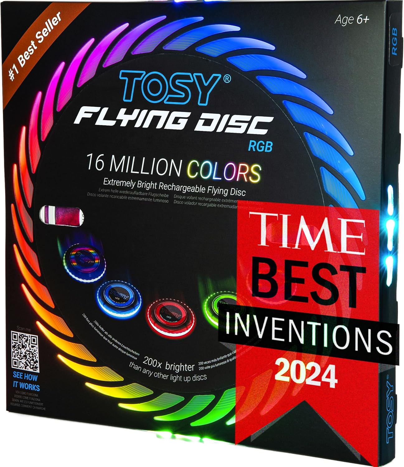 TOSY Flying Disc - 108 RGB Multicolor or 36 Monocolor LEDs, Super Bright, Smart...