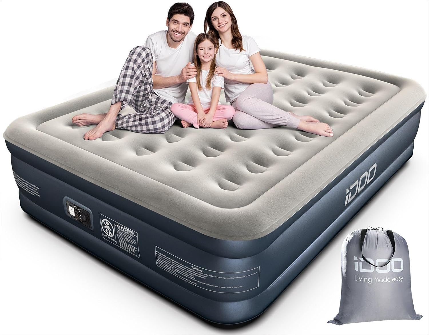 iDOO Inflatable Air Mattress, High-Quality King Size Airbed, Special Blow Up Mat...