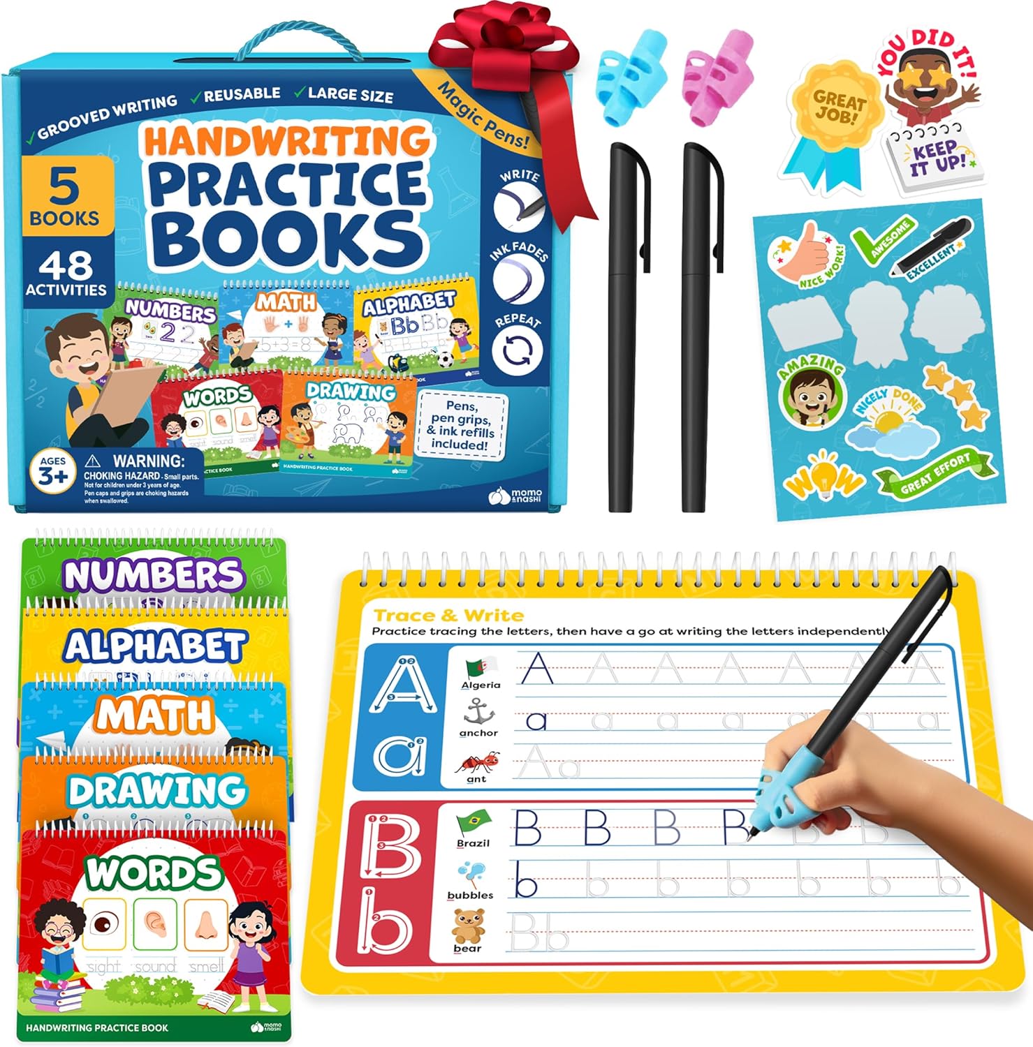 Magic Grooved Writing Practice for Kids - Tracing Books for Ages 3-5, Grooved Ha...