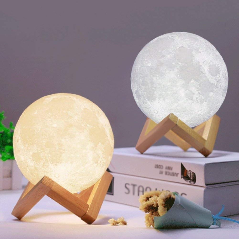 3D Full Moon Lamp, 15cm/5.9 Inch LED Lunar Moon Night Light Modern Lamp [Touch C...
