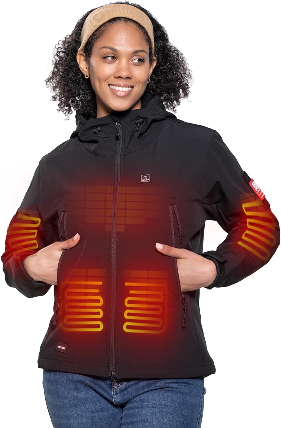 DEWBU Heated Jacket for Women with 12V Battery Pack Winter Outdoor Soft Shell El...