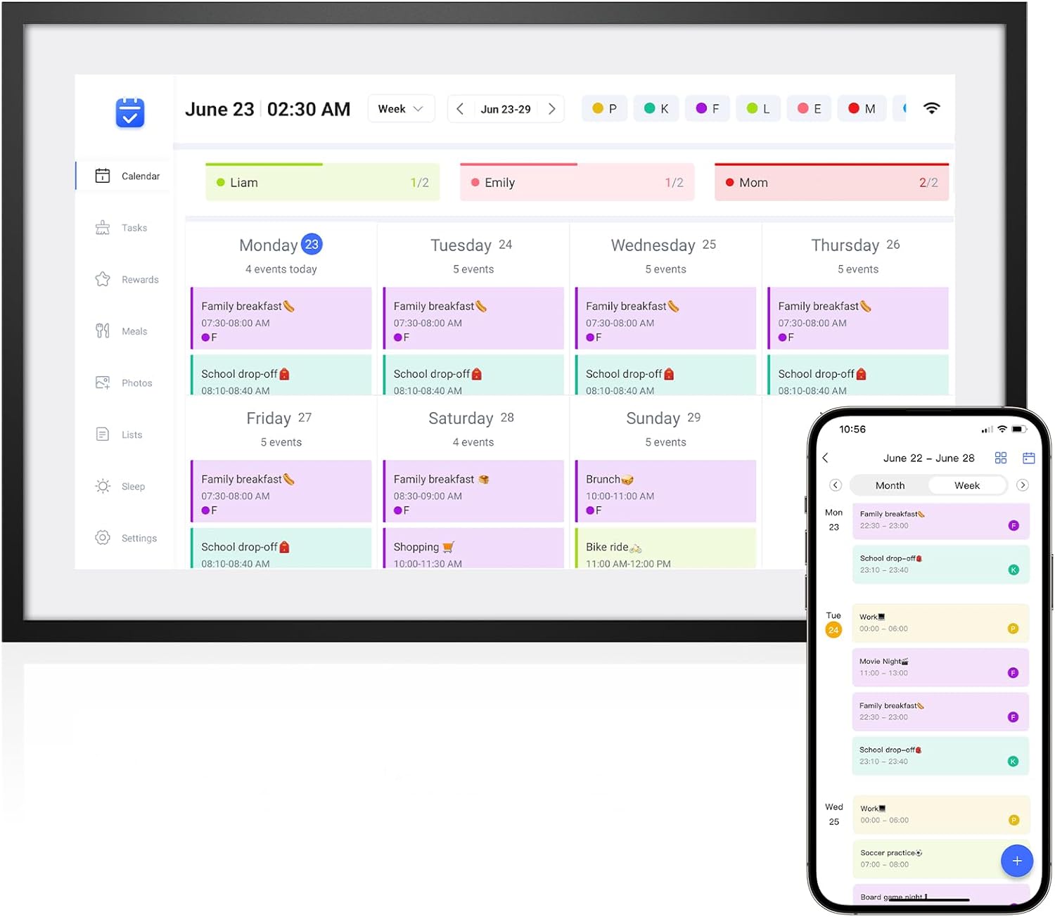 LOOFII 10.1 Inch Smart Digital Calendar – HD Touchscreen Family Planner & Calend...