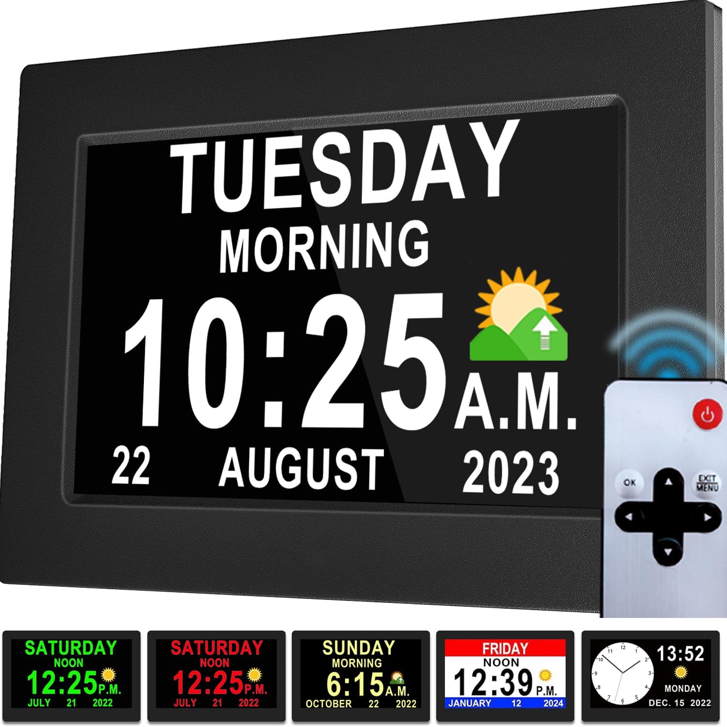 Véfaîî Newest,Dementia Clock 2.0 with Auto DST, 20 Custom Reminders, Day Clock w...