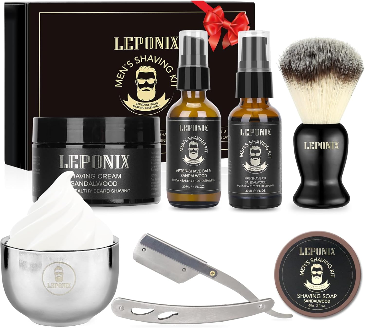 Shaving Kit for Men, Shaving Set of Sandalwood Sha...
