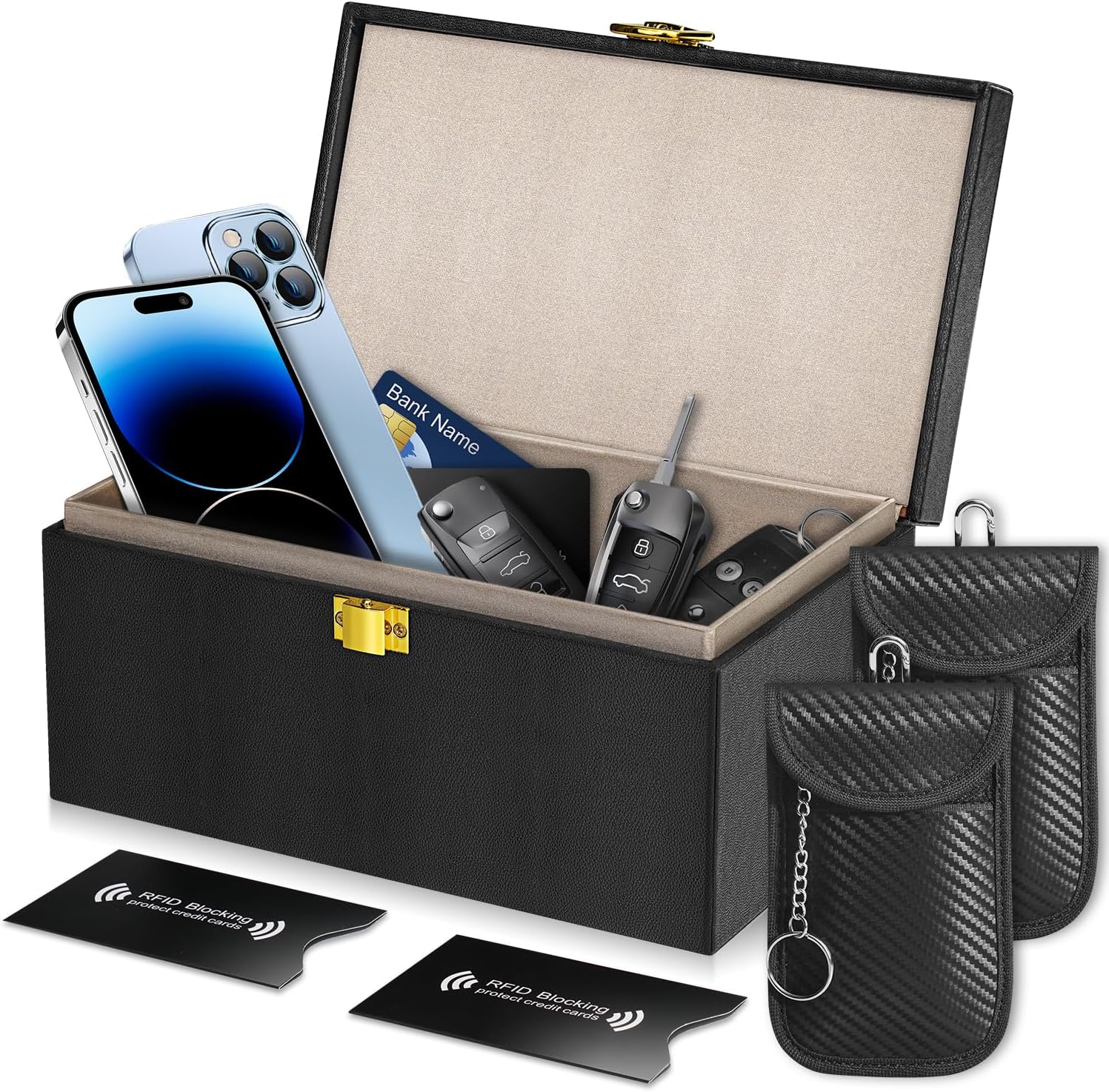 RealPlus | Extra Large | Faraday Box for Car Keys with 2 Pack Faraday Pouch & 2...