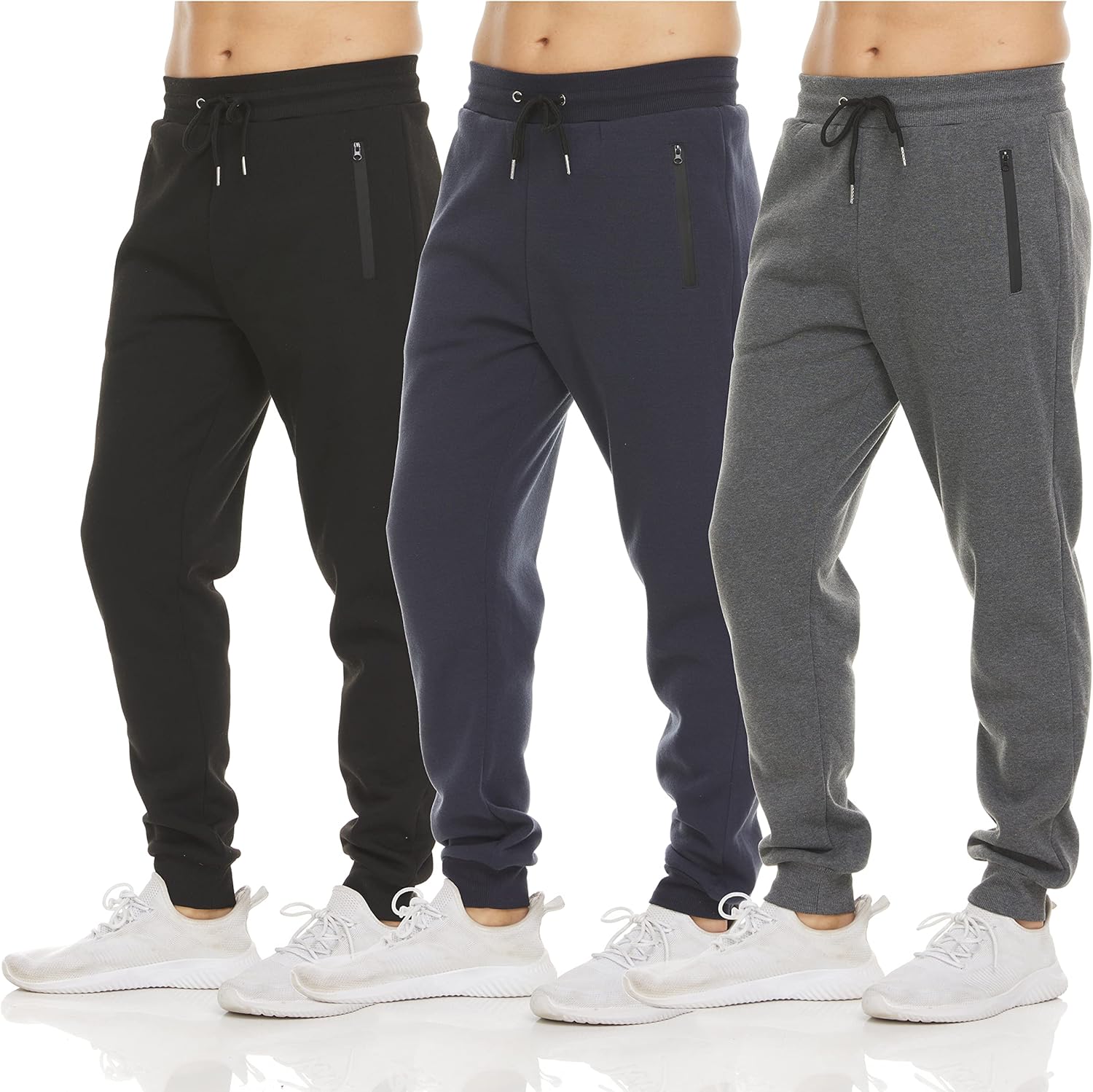 High-Quality PURE CHAMP Mens Jogger Sweatpants, Special 3 Pack Fleece Active Ath...