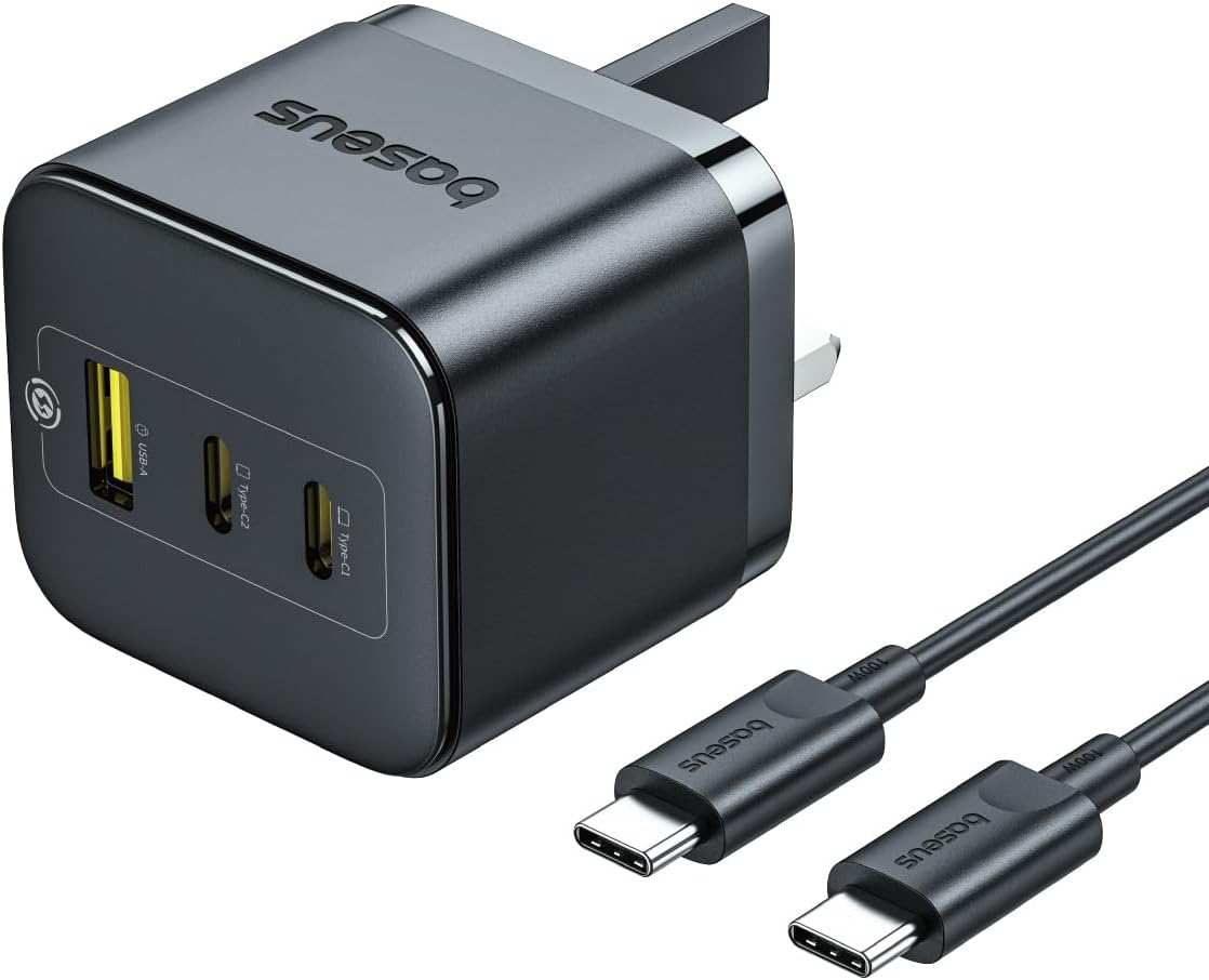 Baseus 65W USB C Charger Plug UK, MacBook Charger, PPS 3-Port Fast Charging Comp...