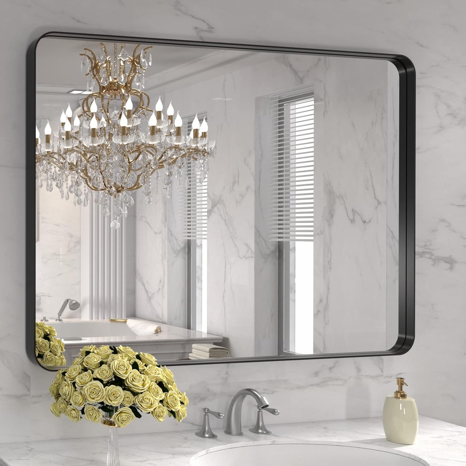High-Quality LOAAO Bathroom Mirror, Special Black Metal Framed Mirror for Wall,...