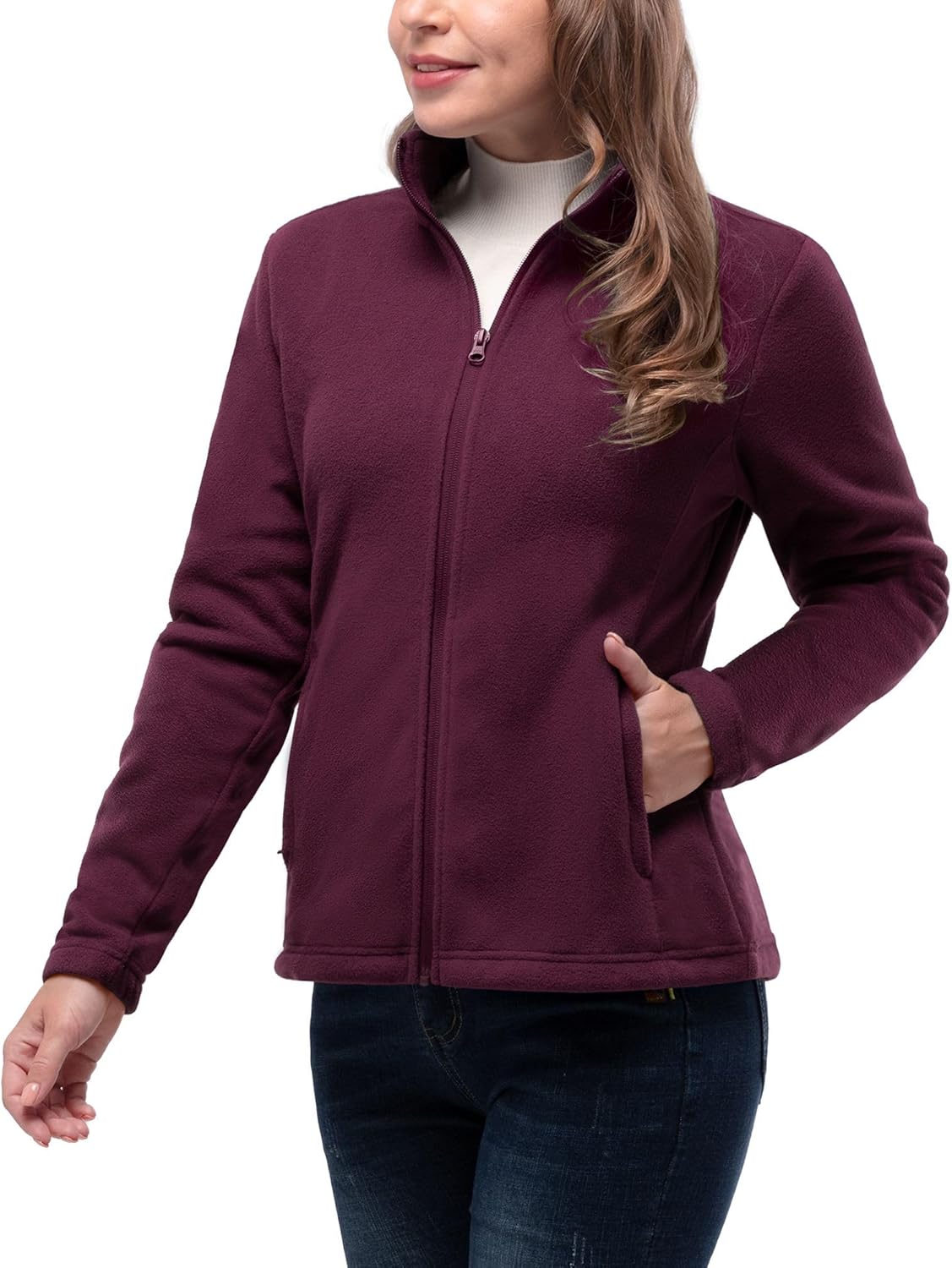 33,000ft Womens Fleece Jackets Ladies Lightweight Warm Full Zip Coat Breathable...