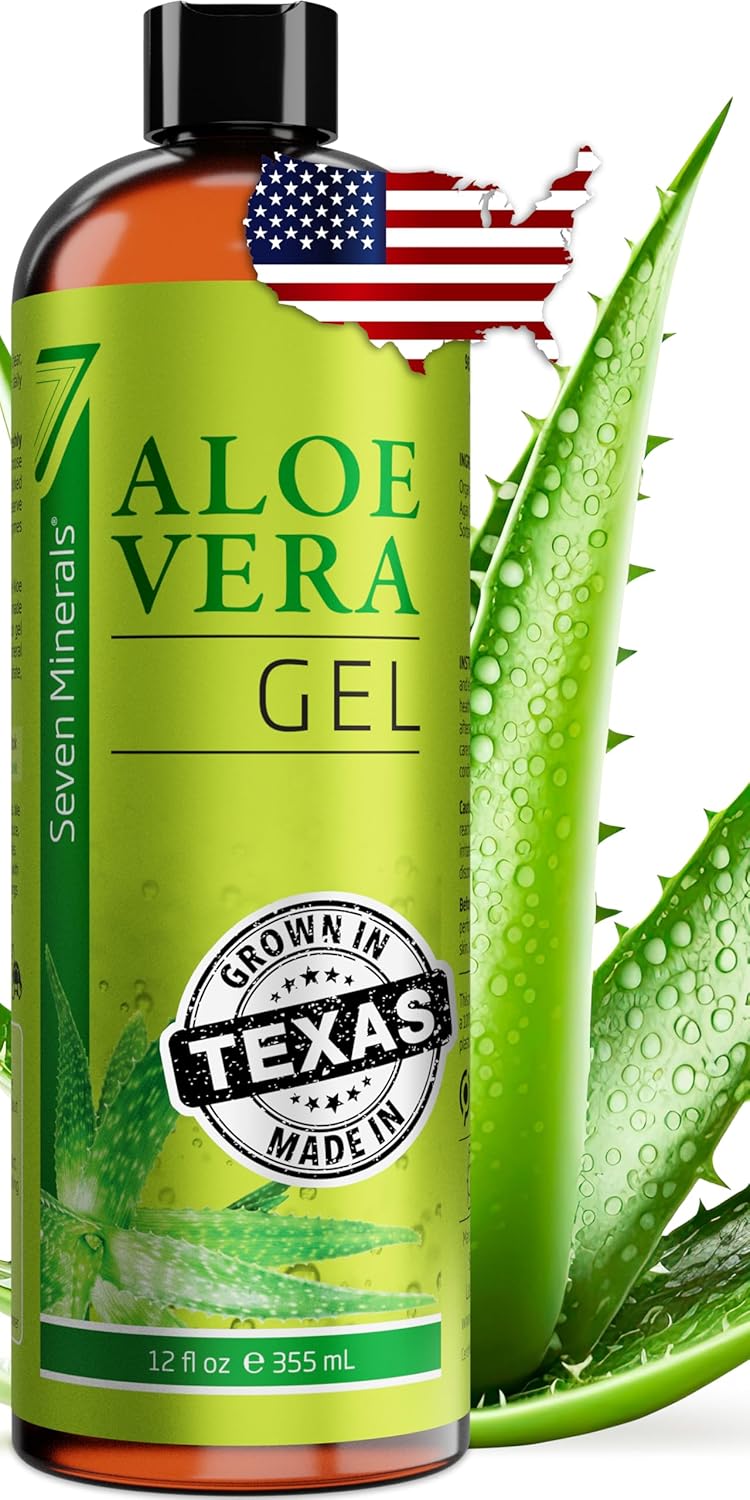 Seven Minerals Organic Aloe Vera Gel with 100% Pure Aloe from Freshly Cut Aloe -...