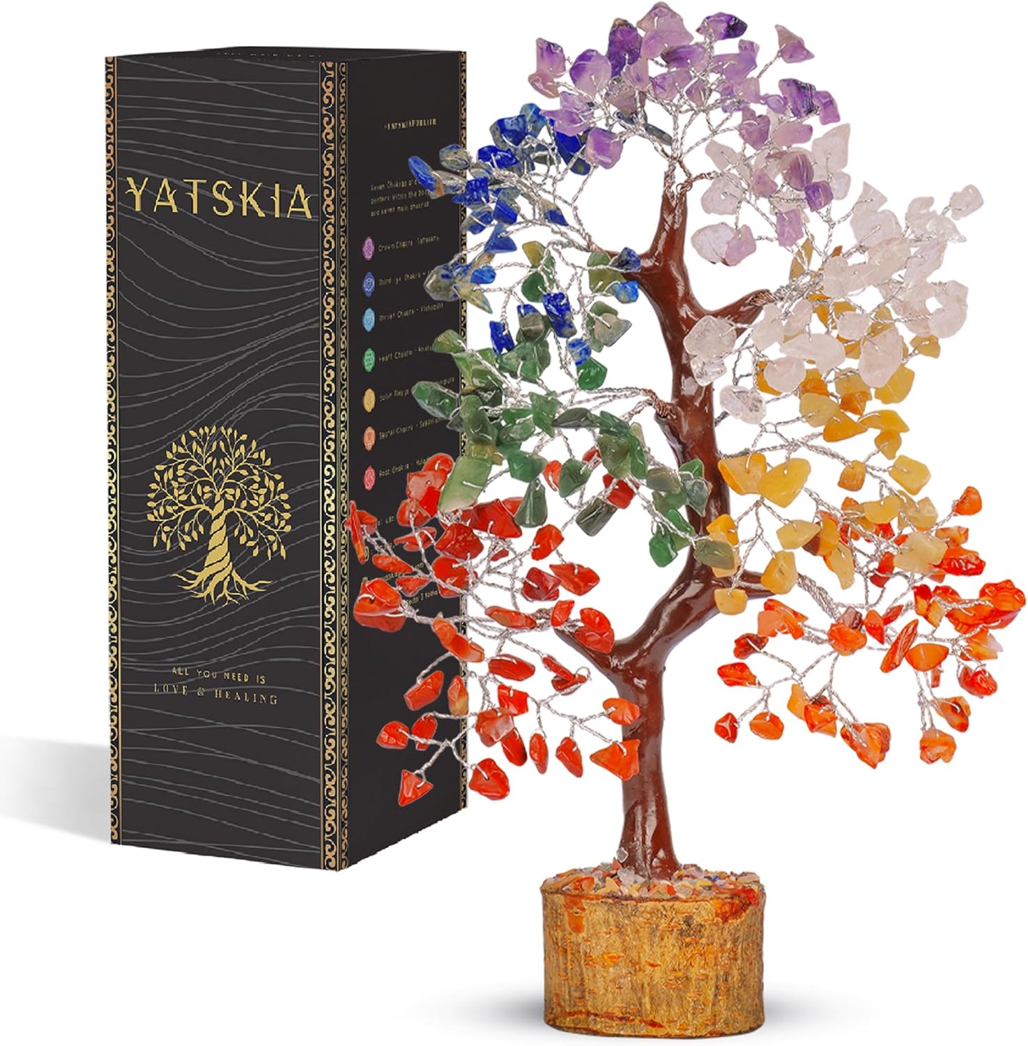 YATSKIA 7 Chakra Tree of Life, Special Crystals and Healing Stones, Perfect Birt...