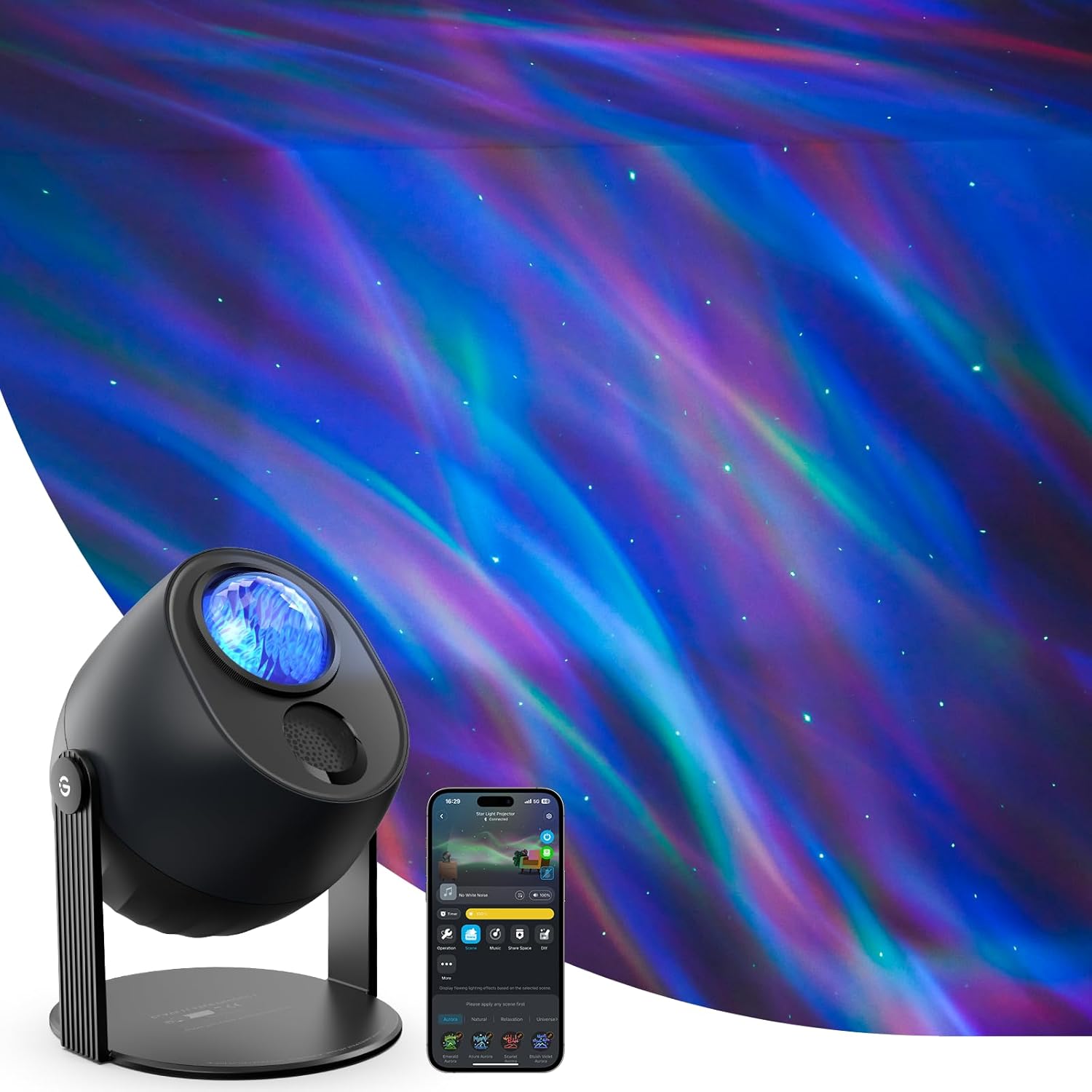 Govee Star Projector LED, RGBW Aurora Galaxy Light Projector Works with Matter &...
