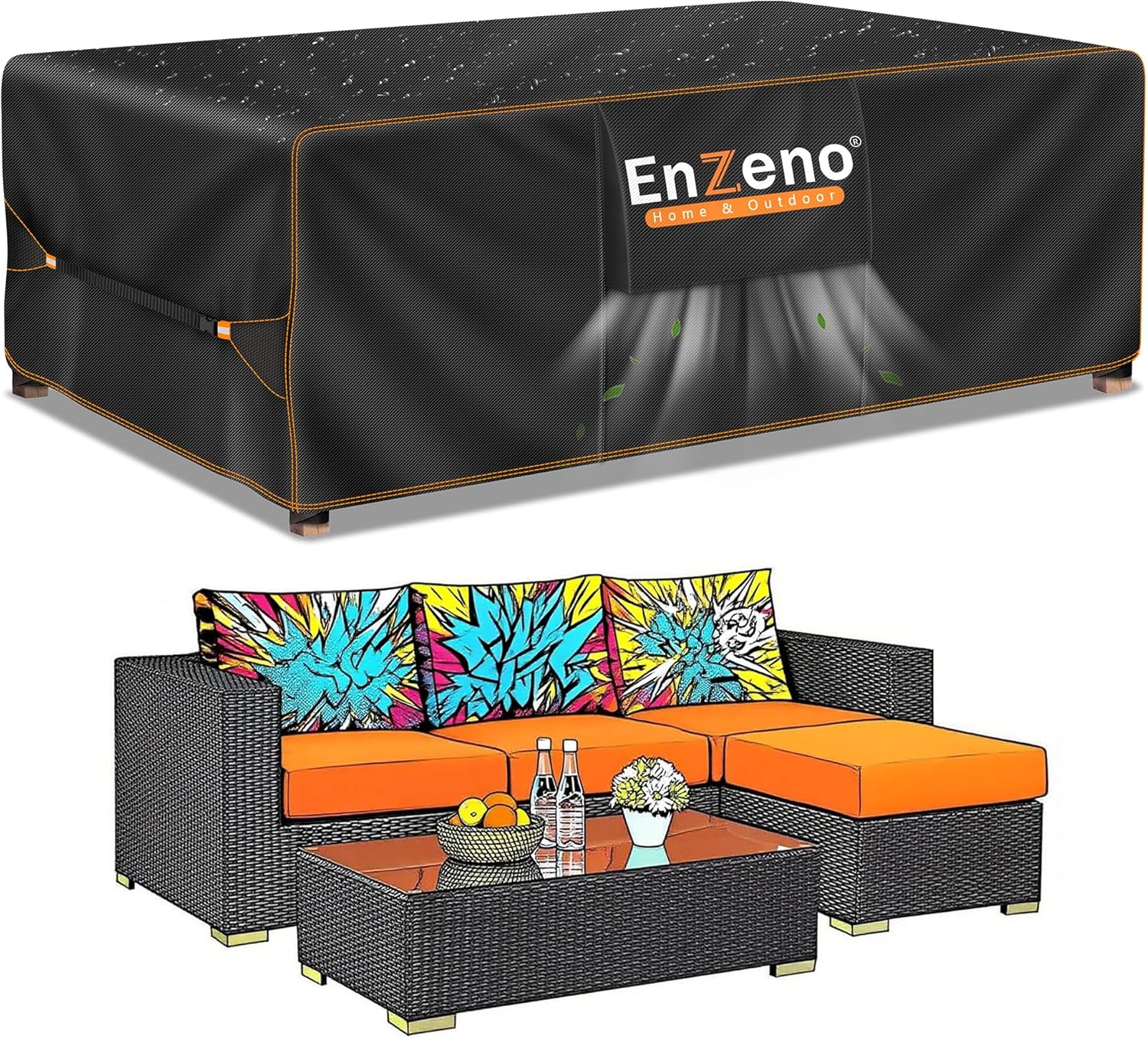 Outdoor Garden Furniture Covers Waterproof with Air Vent, 242*182cm, Patio Furni...