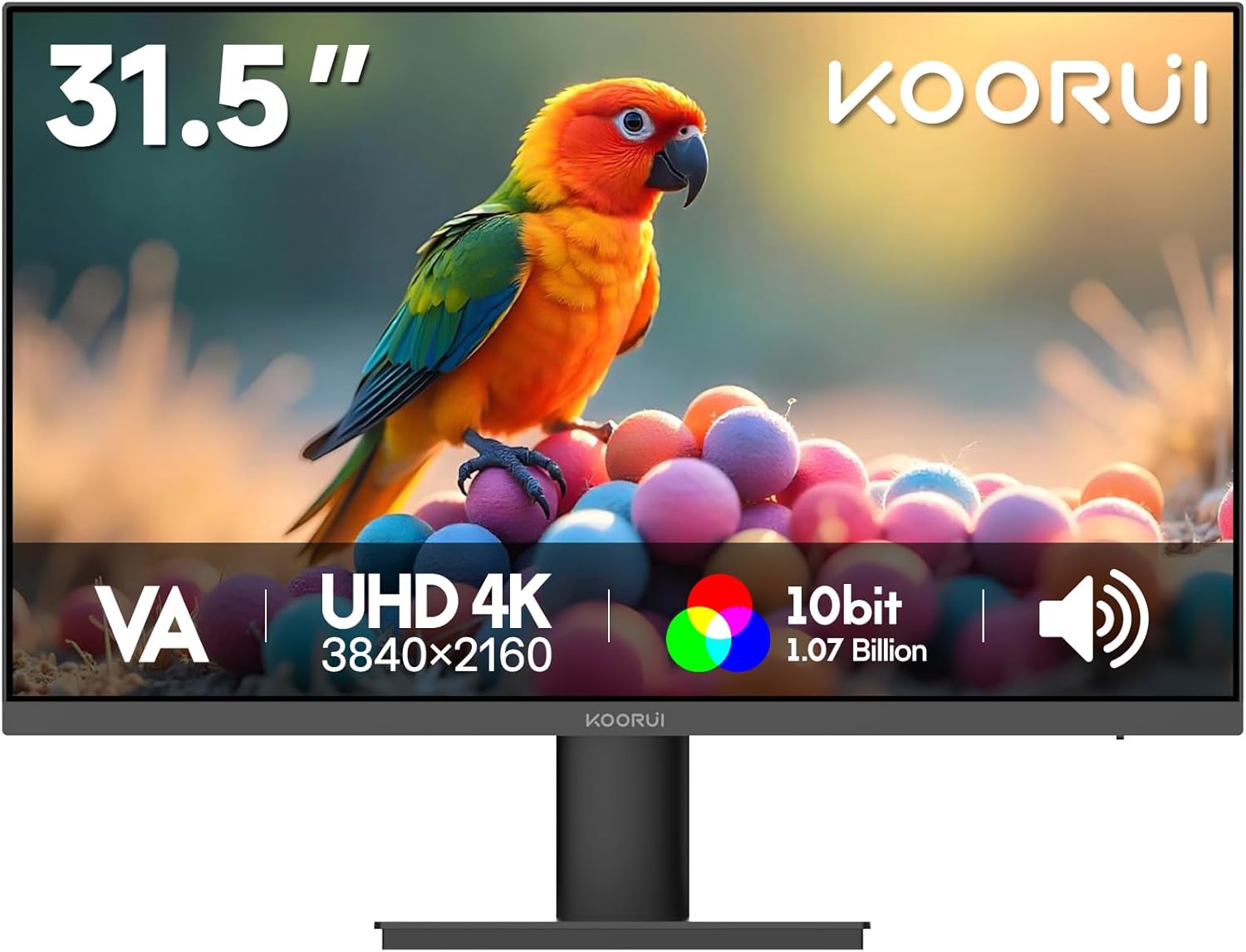 High-Quality KOORUI 31.5 Inch 4K UHD Monitor, Special Monitor with 95% DCI-P3, I...
