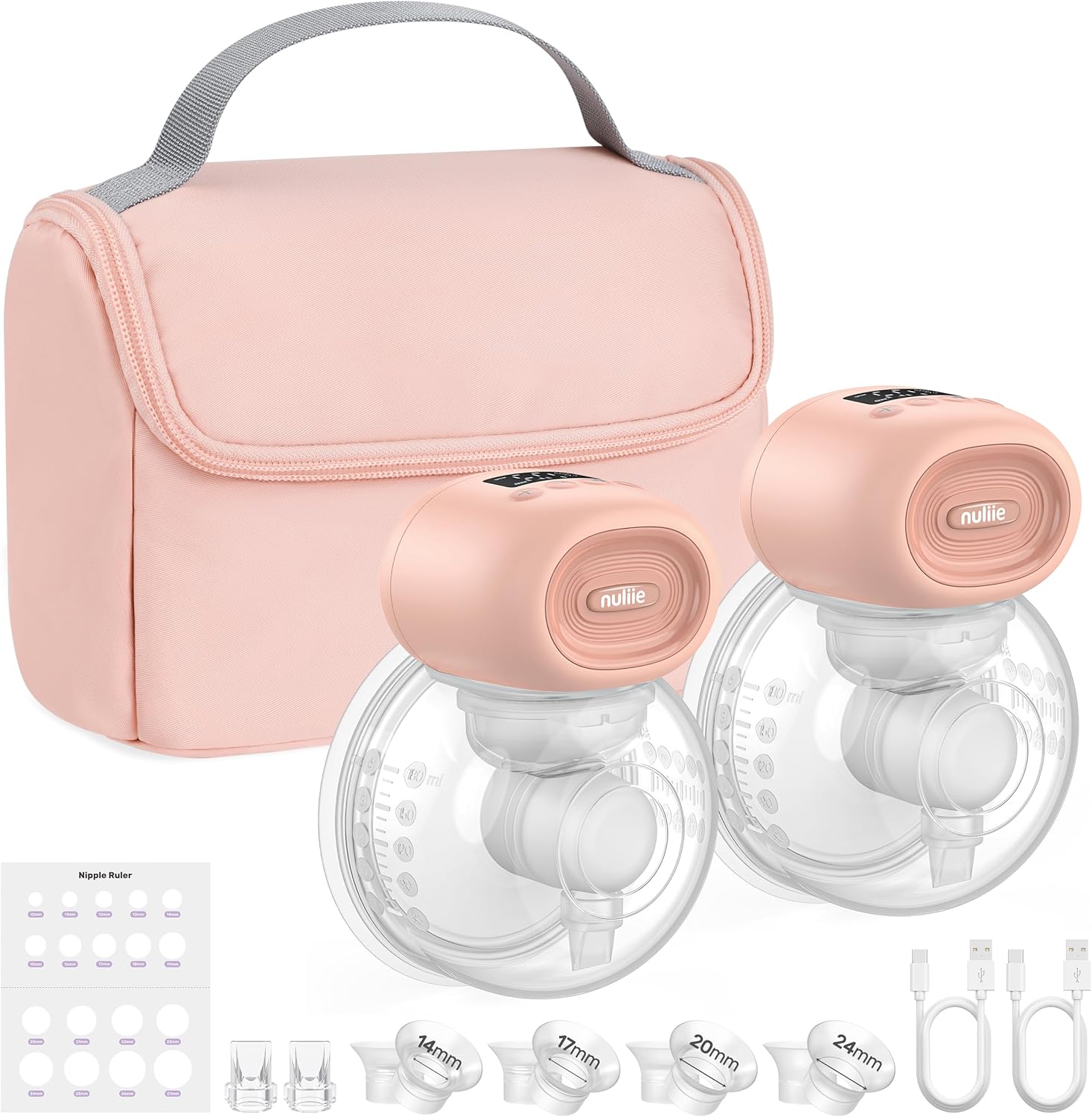 Nuliie Wearable Breast Pump Electrical with Storage Bag, LED Display, 4 Modes an...