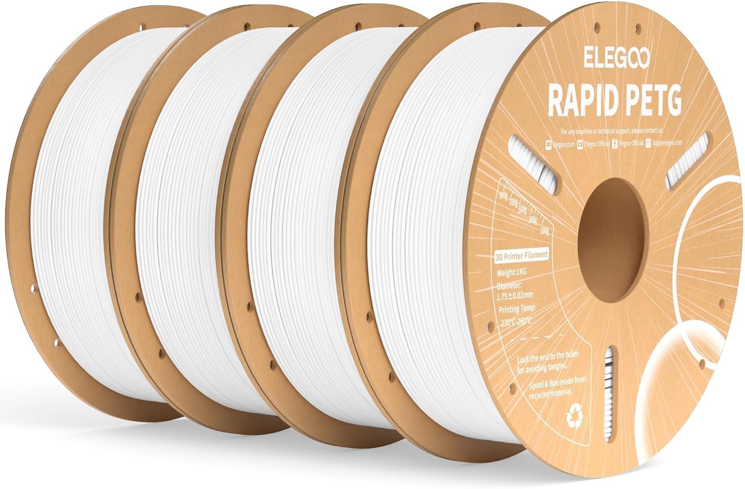 ELEGOO Rapid PETG Filament, High-Quality 3D Printer Filament for 1.75mm Dimensio...