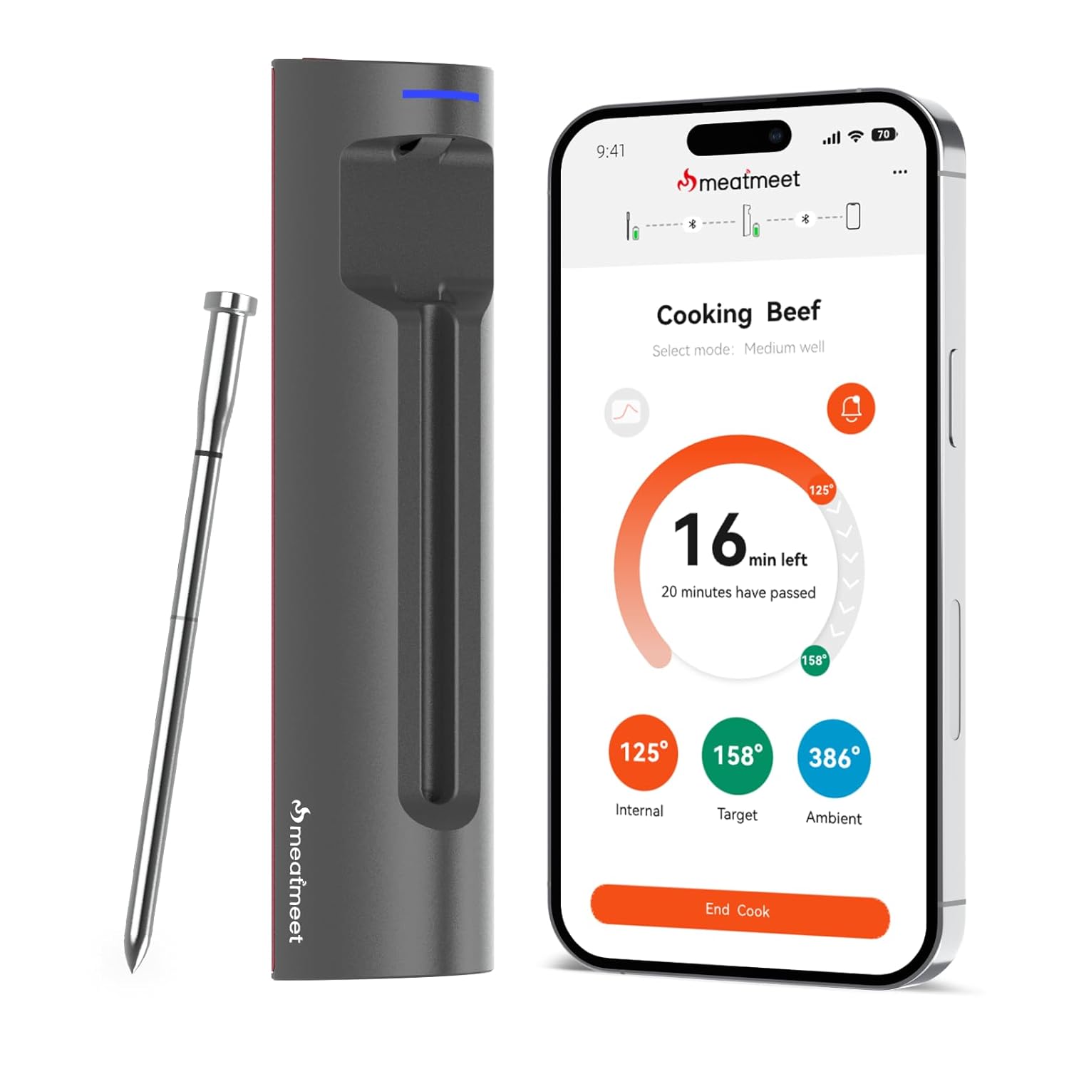S Pro Bluetooth Wireless Meat Thermometer, with 6 Sensors Build in, Long Range,...
