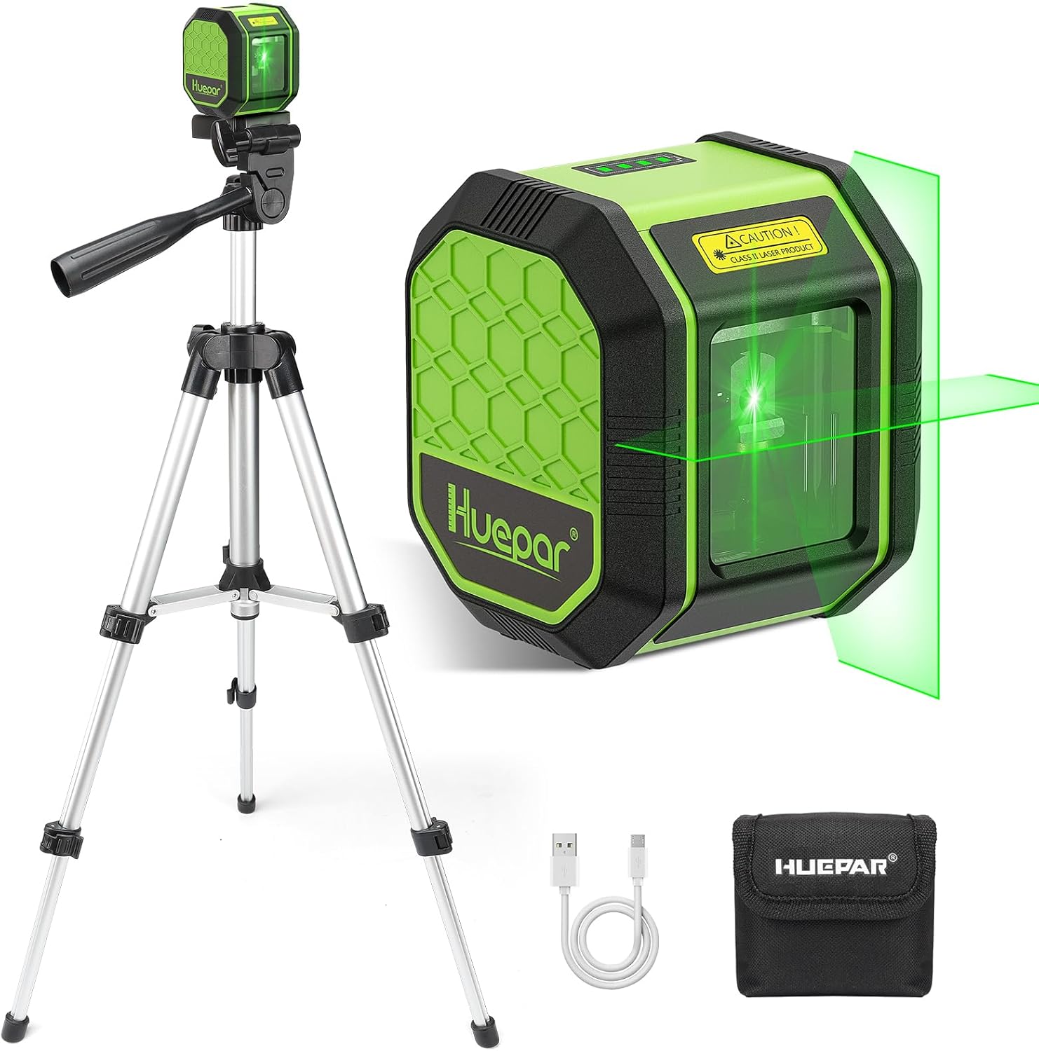 Laser Level with Tripod, HUEPAR 100Ft Self Leveling Laser Level Rechargeable Gre...