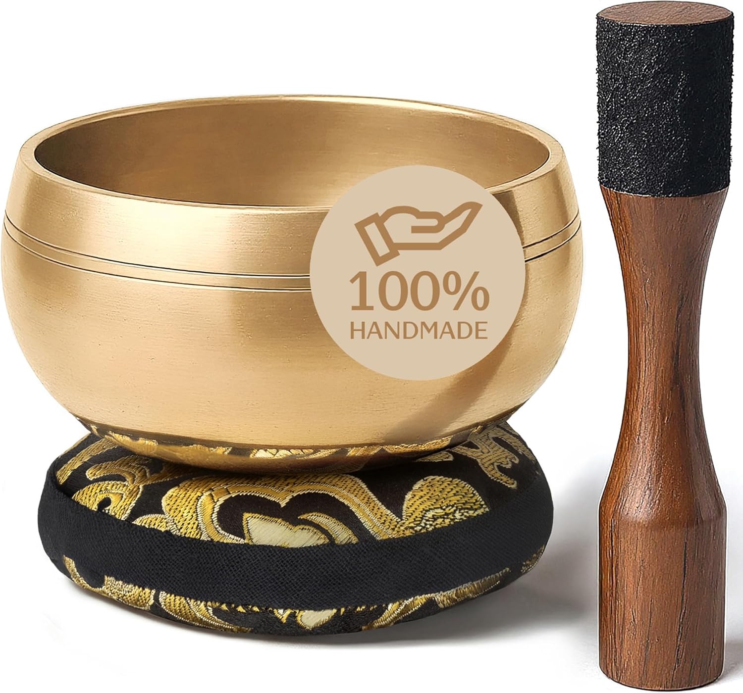 Premium Tibetan Singing Bowl Set, Authentic Sound Bowl with Plain Design, High-Q...