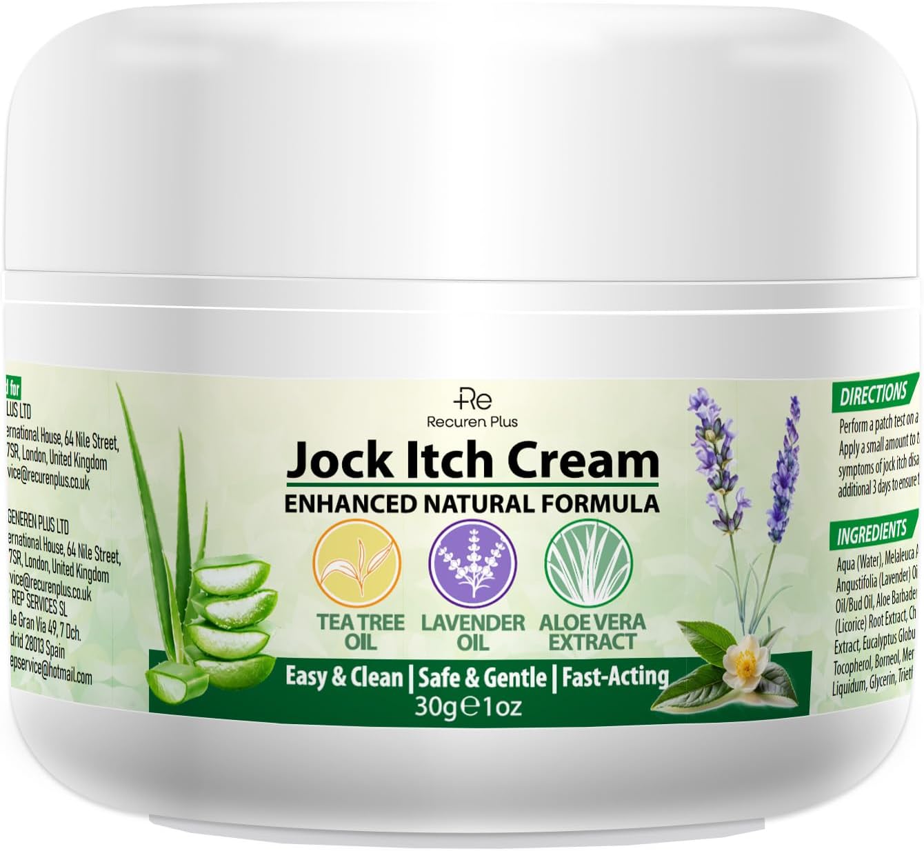 Jock Itch Antifungal Skin Cream, Special Tea Tree Oil Anti Fungal Cream with Alo...
