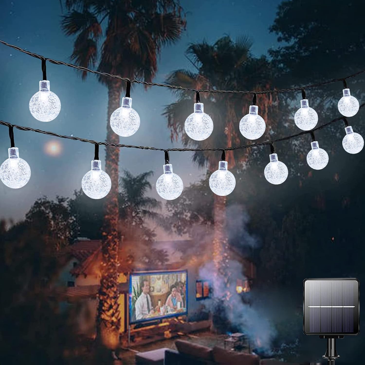 Lezonic Solar Fairy Lights, 100LED Waterproof Garden Lights, 8 Mode 12M/39Ft Ind...
