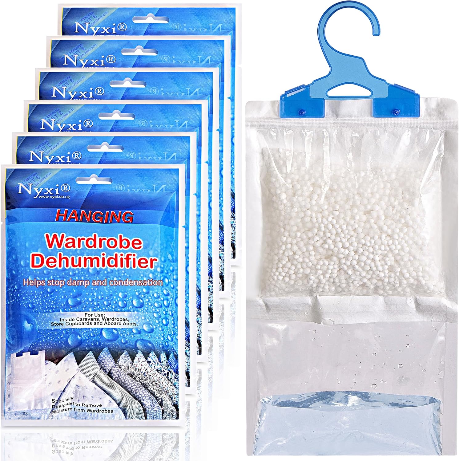 Set of 6 Hanging Interior Wardrobe Dehumidifier - 230g Each Bag - Ideal to stop...