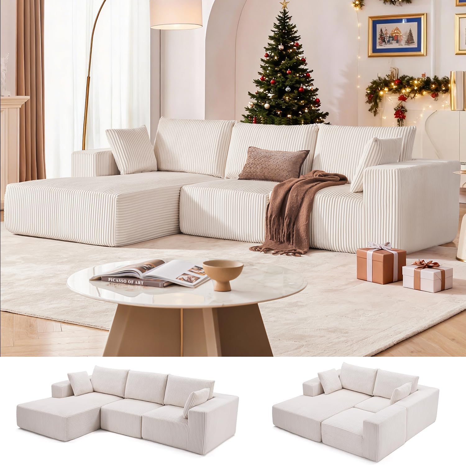 108” Modular Sectional Sofa, Cloud Sectional Couch...