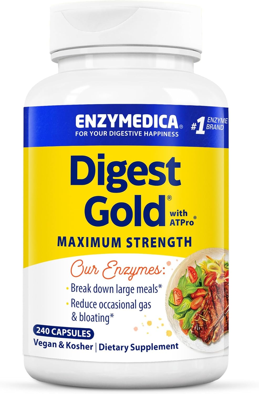 High-Potency Enzymedica Digest Gold, Special Enzyme Formula, Fast-Acting Digesti...