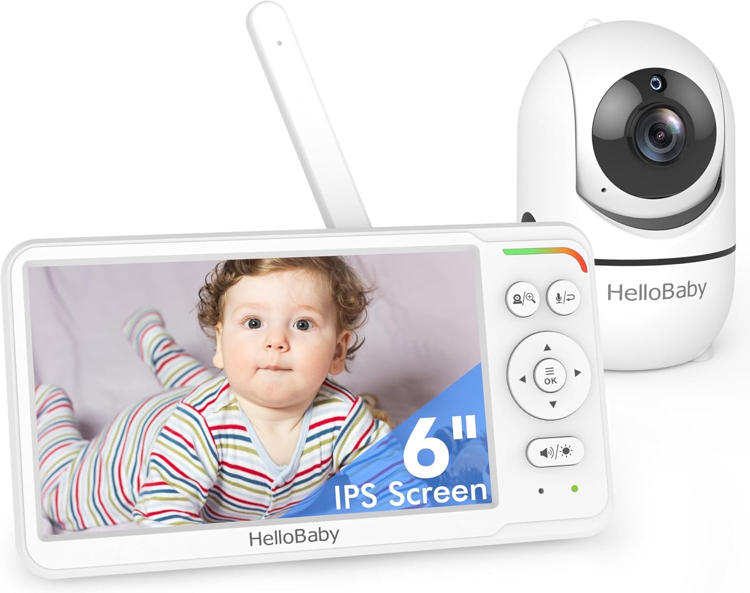 HelloBaby Baby Monitor 6" World First IPS Screen 30H Battery, Secure No WiFi, Pa...