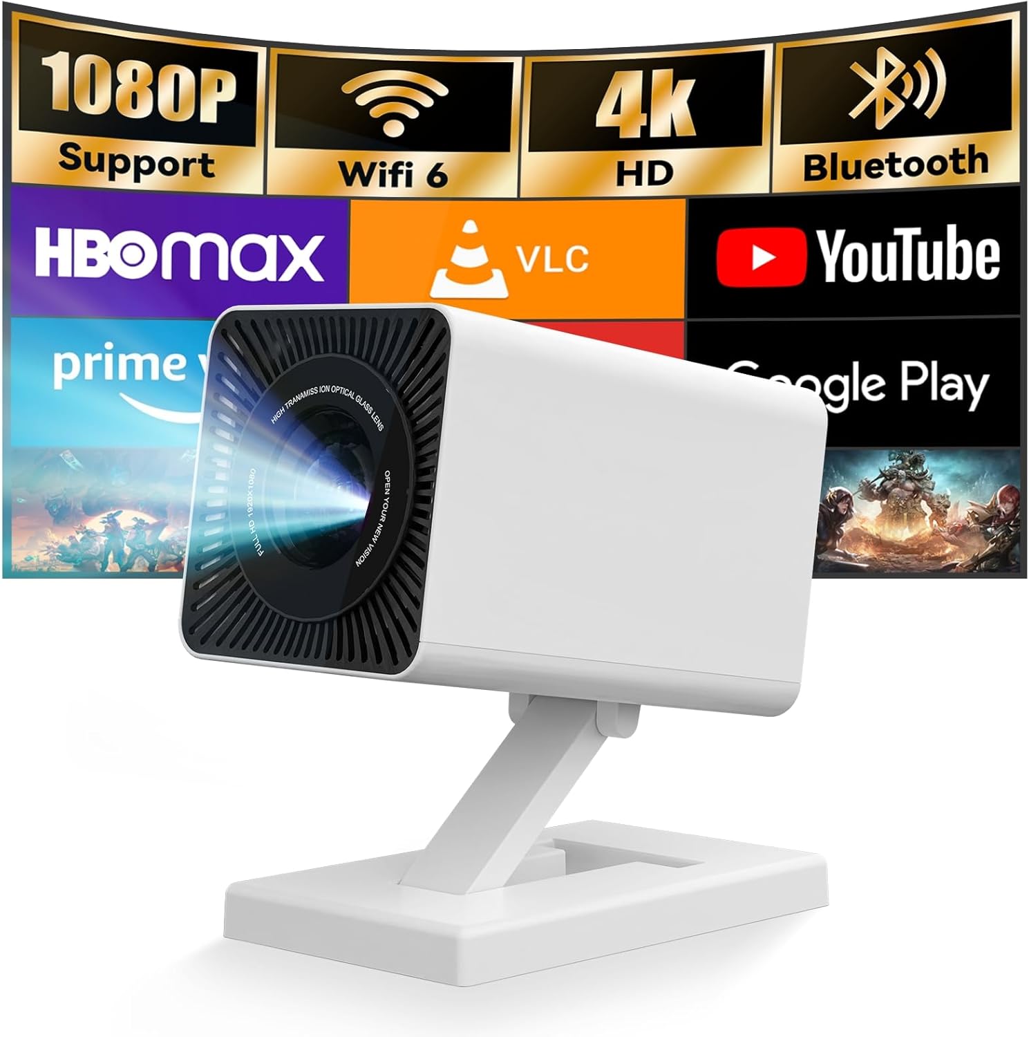 Mini Projector, Special WIFI 6 and Bluetooth Enabled Projector, Innovative 4K 10...