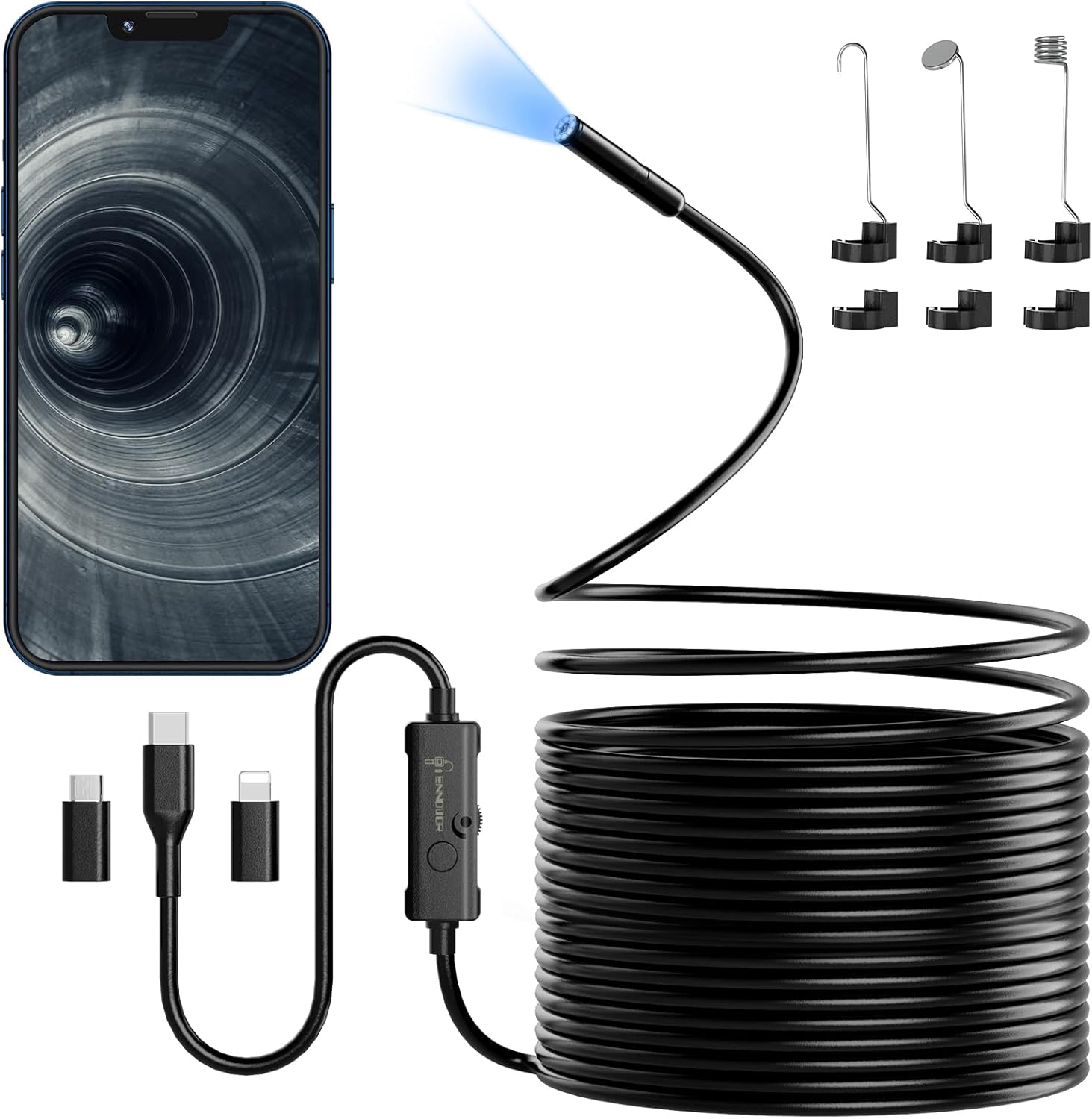Ennovor 1920P HD Endoscope, Special Inspection Camera with 8 Adjustable LED Ligh...