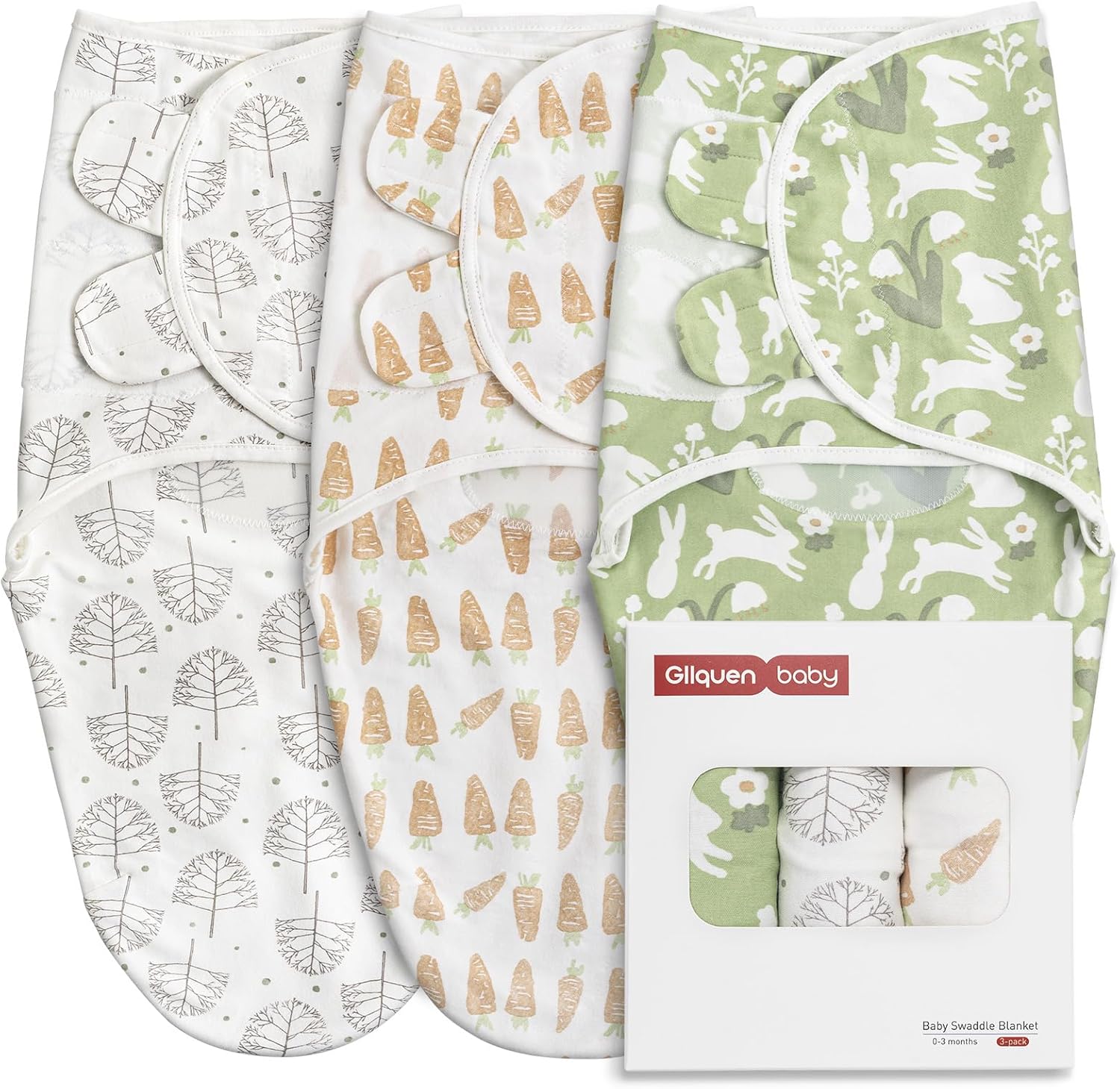GLLQUEN BABY Baby Swaddle Wraps for 0-3 Months Newborn,Oeko-tex100,100% Breathab...